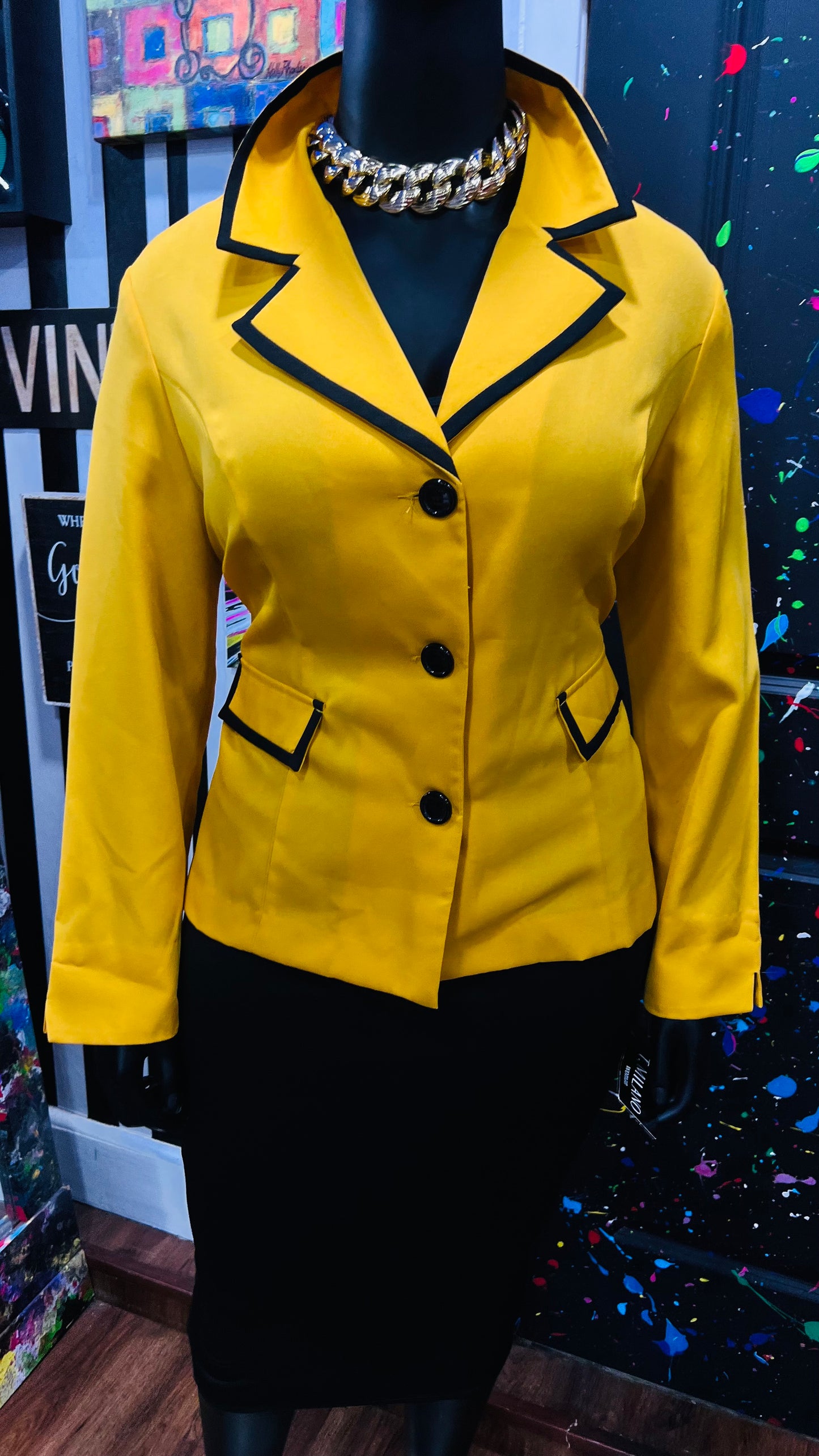 Vintage Yellow & Black Blazer (22W)