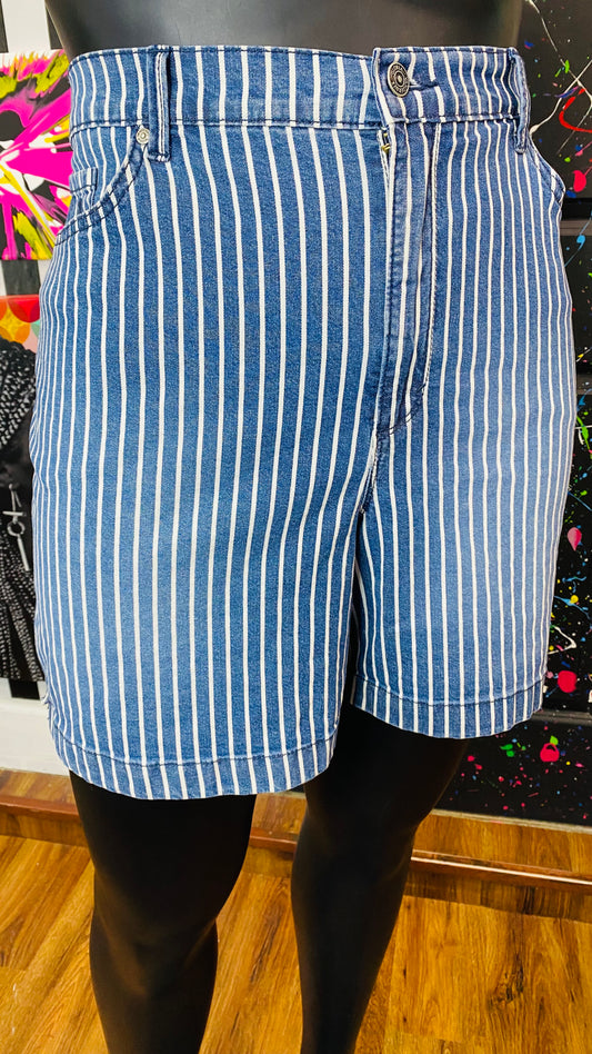 New with Tags Denim Striped Shorts (18)