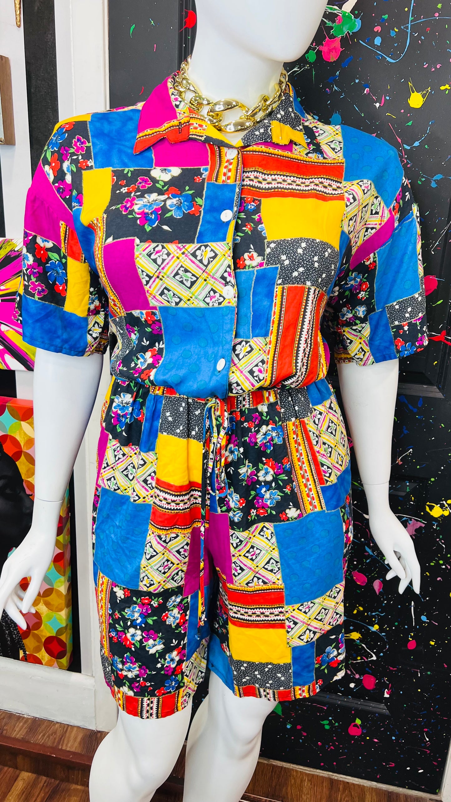 Vintage Patchwork Rayon Romper (16/18)