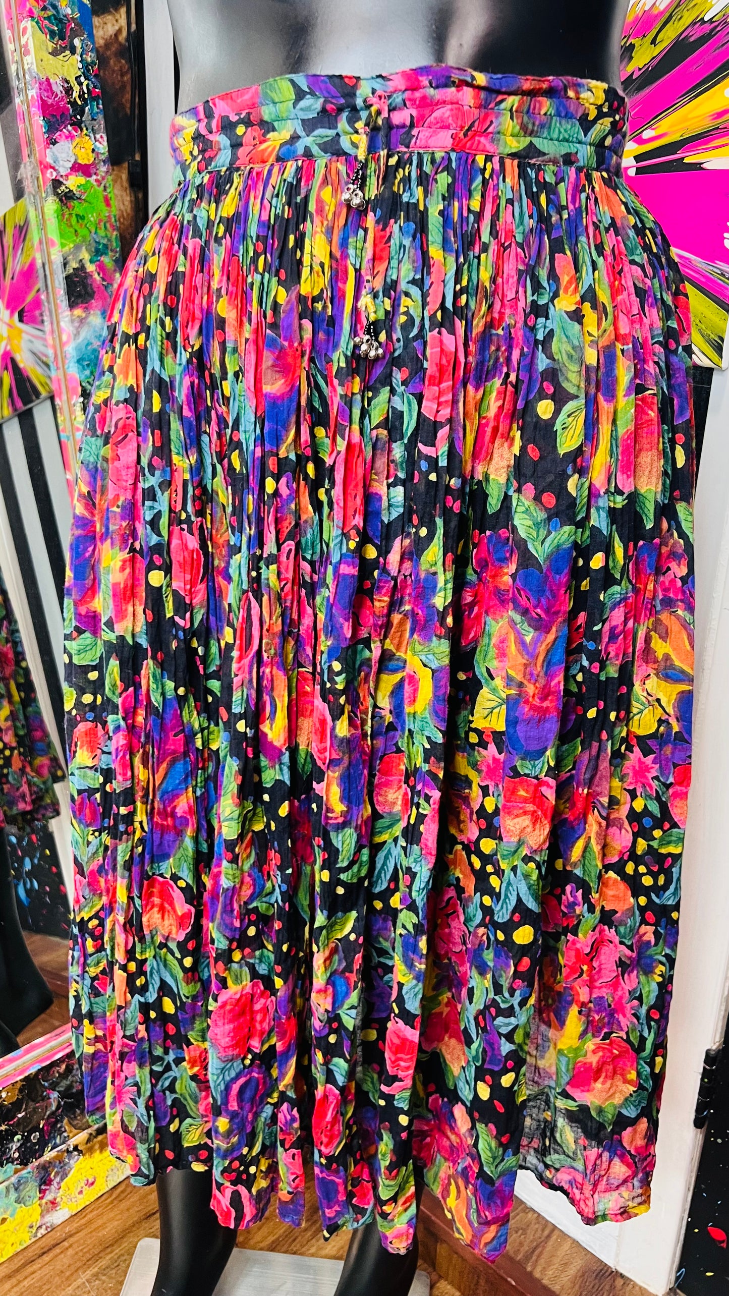 Vintage Rayon Multi Color Skirt (16)