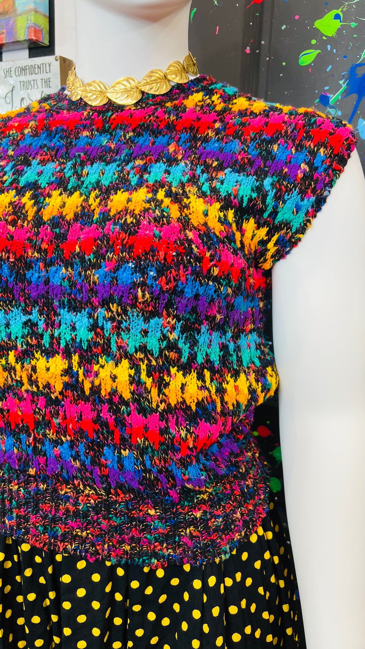 Vintage Colorful Knit Sweater Vest (14/16)