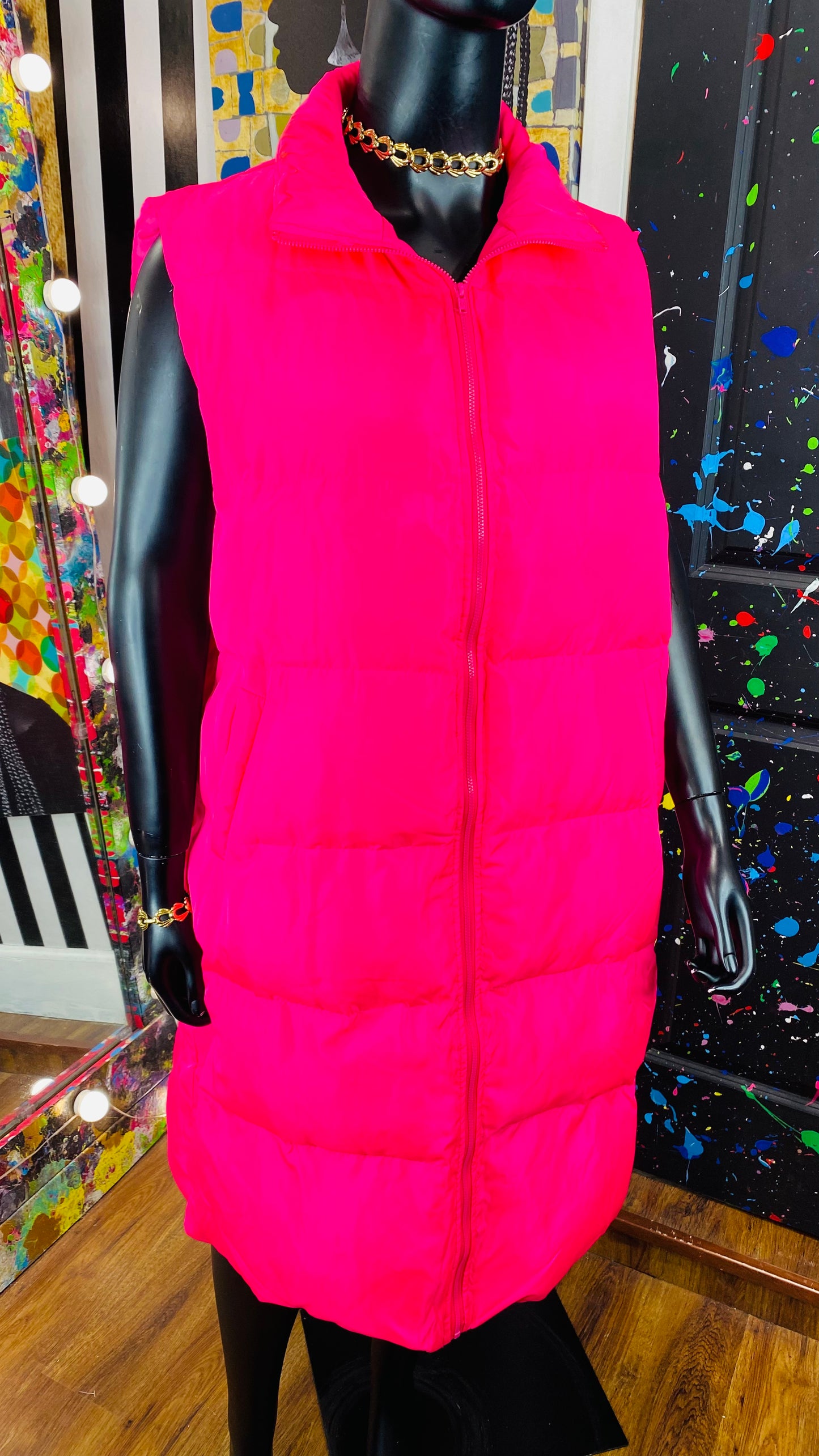 Pink Sleeveless Puffer Vest