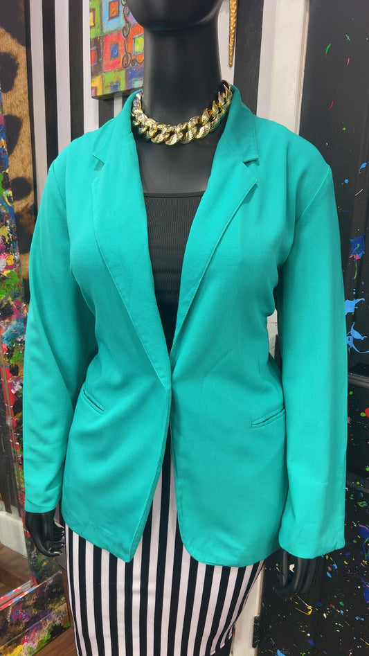 Vintage Solid Teal Blazer (24)