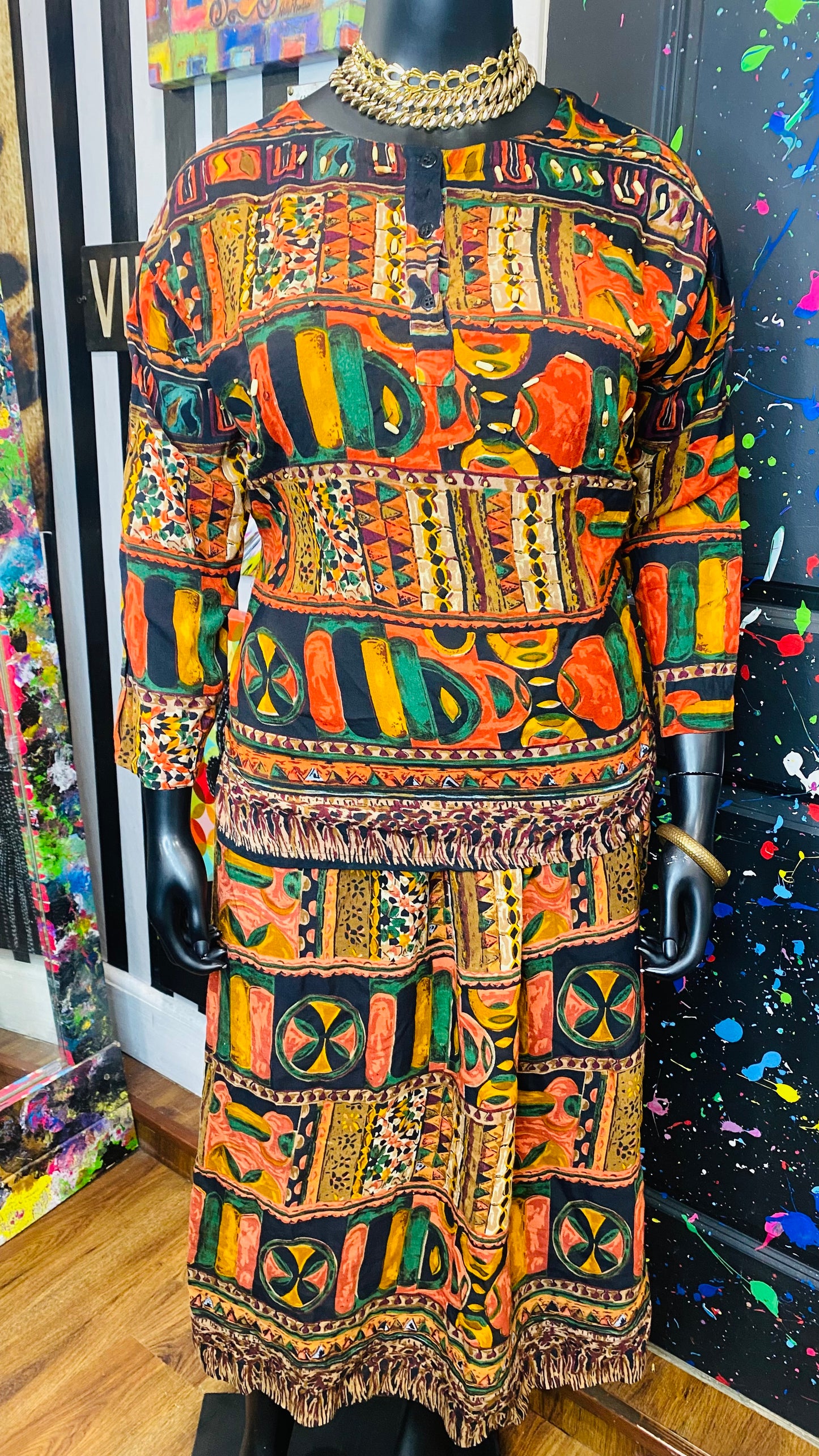 Vintage Rayon African Skirt Set (18)