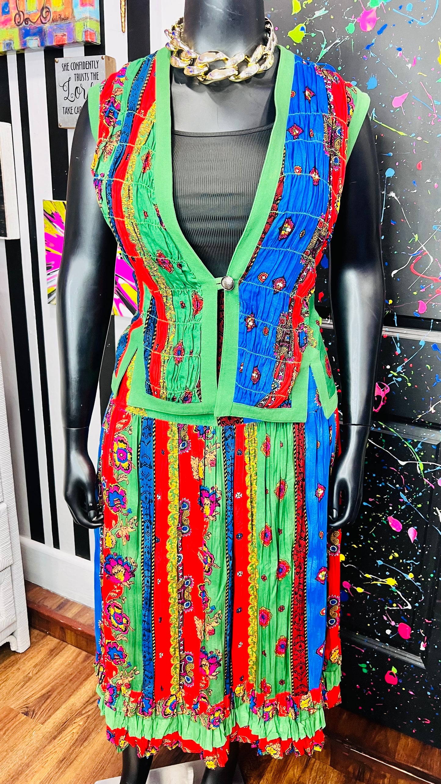 Vintage Rayon Vest & Skirt Set (16)