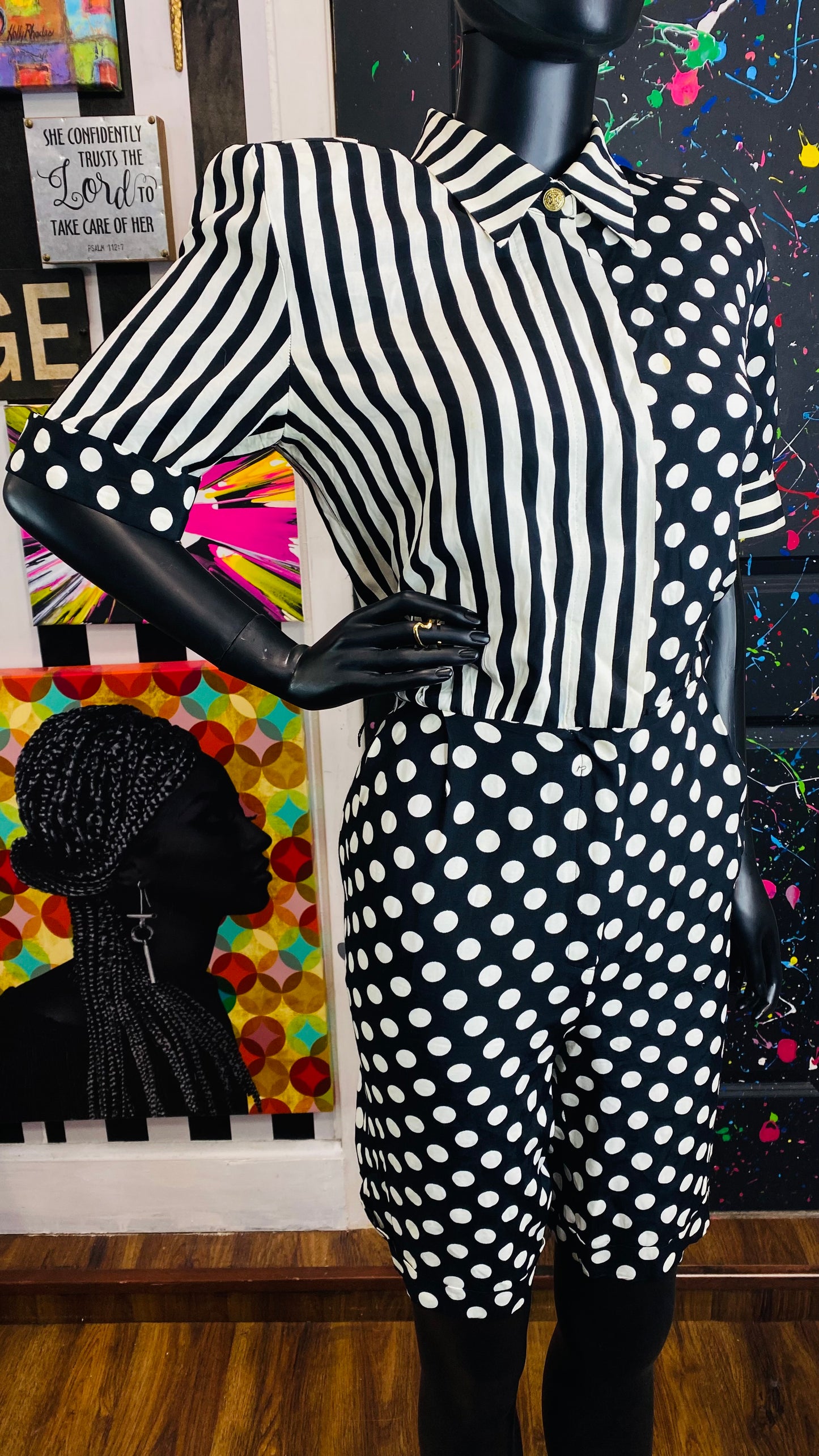 Vintage Black & White Romper (10/12)