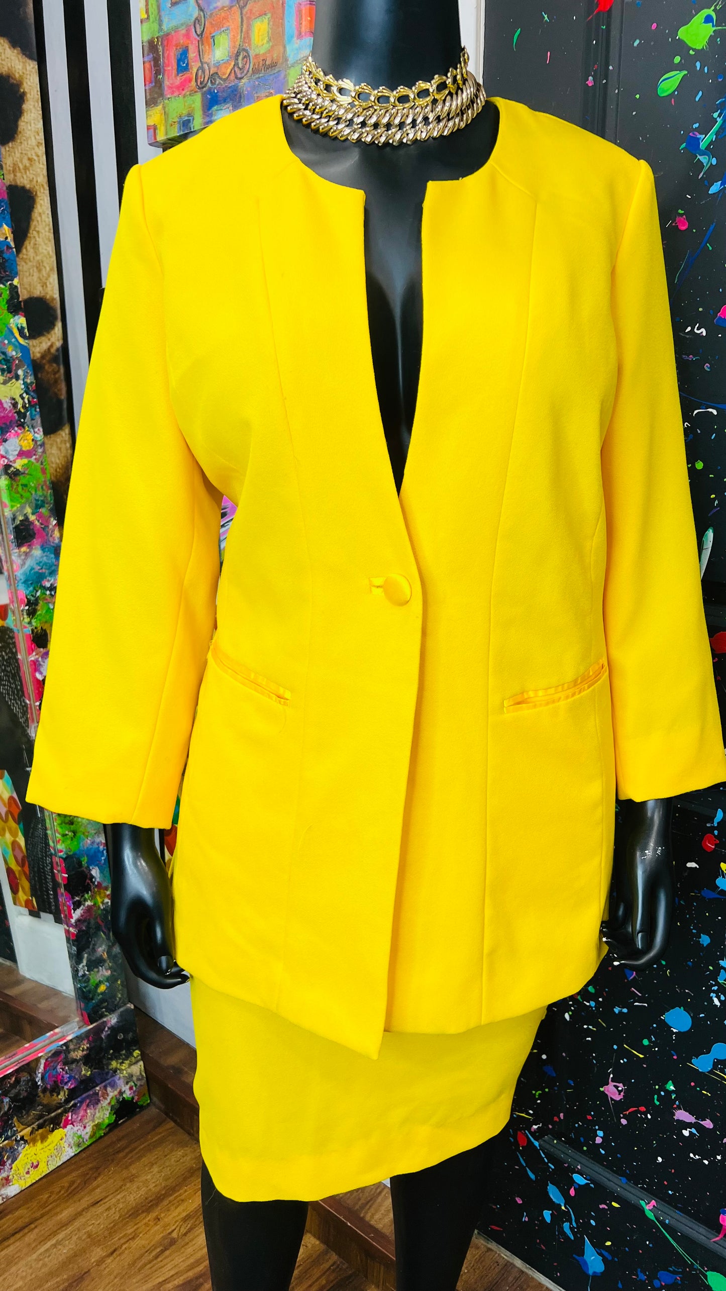 Vintage Yellow Skirt Suit (20W)