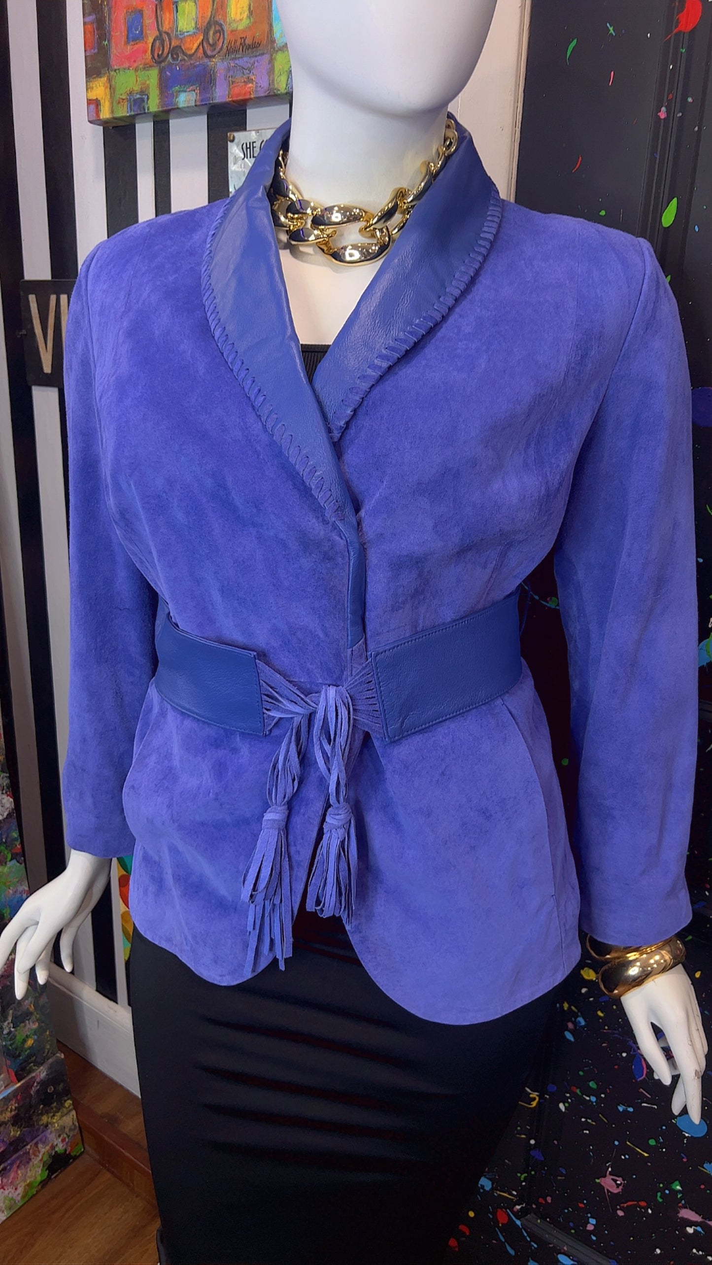 Vintage Suede Leather Jacket with Belt (18)