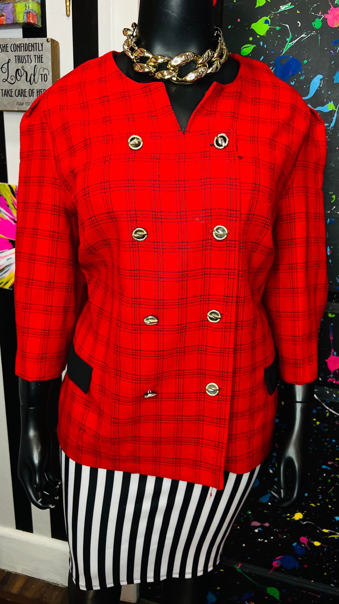 Vintage Red & Black Jenny Blazer (26WP)