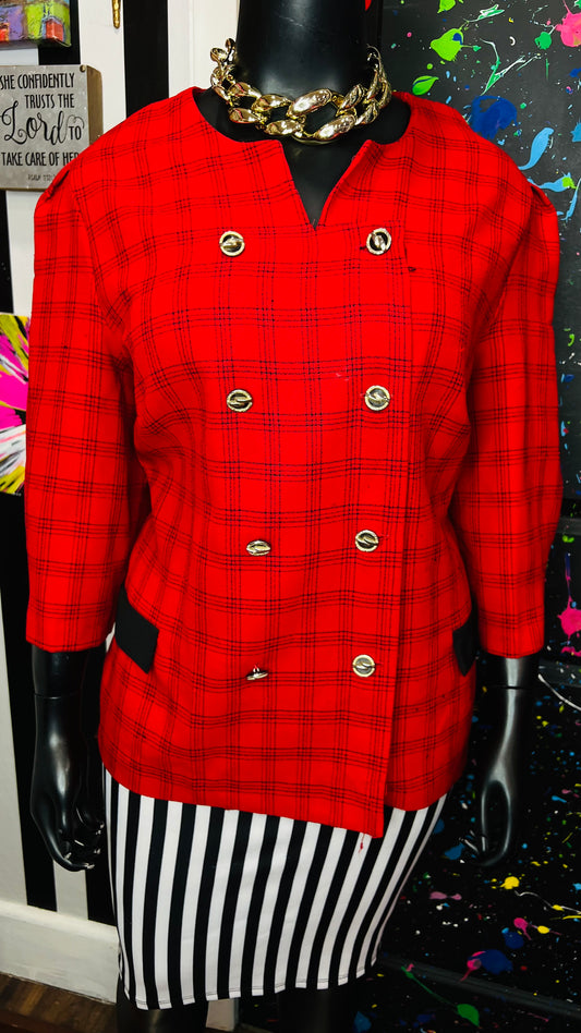 Vintage Red & Black Jenny Blazer (26WP)