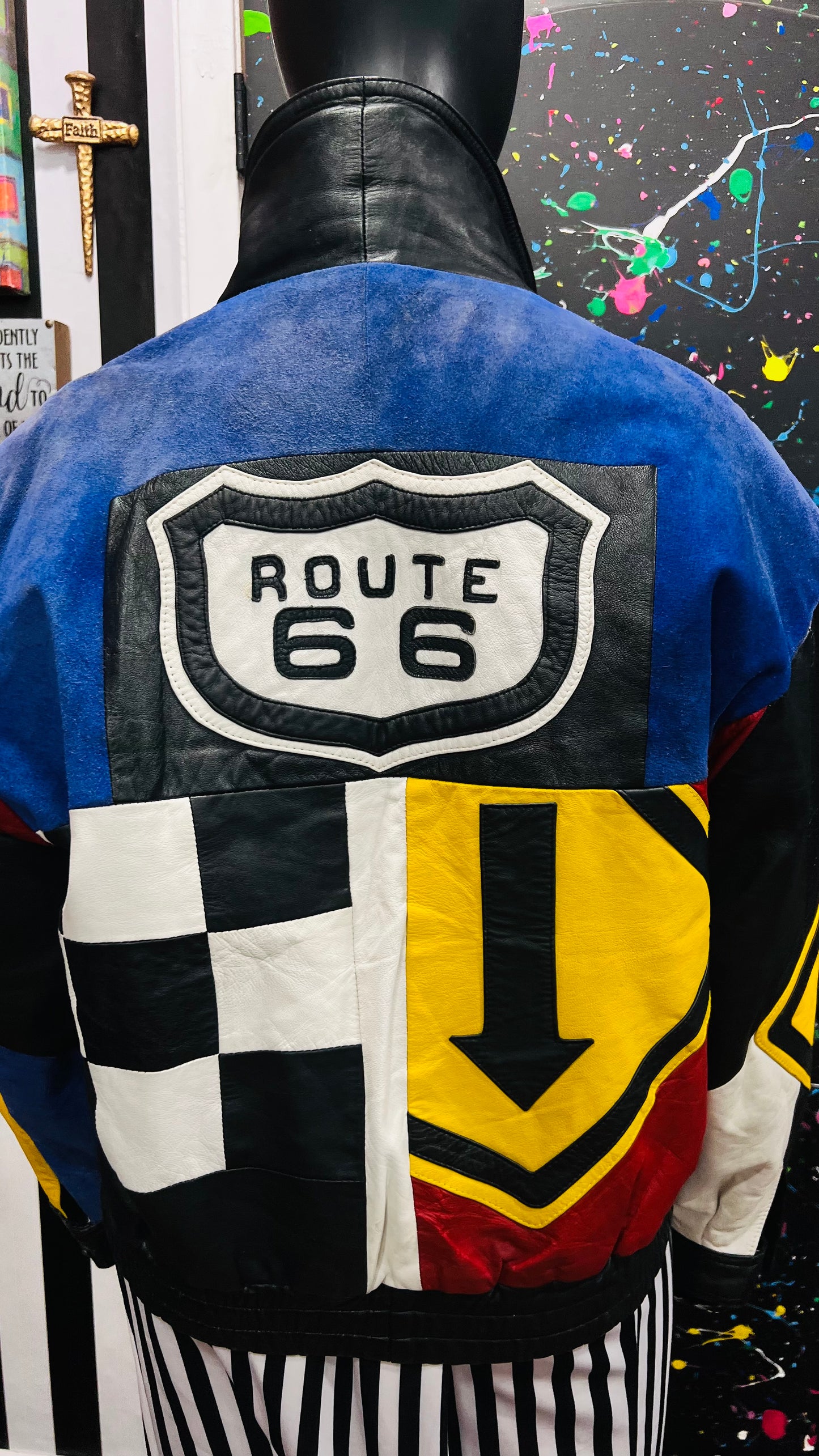 Vintage Genuine Leather & Suede Road Sign Jacket (22) *KC