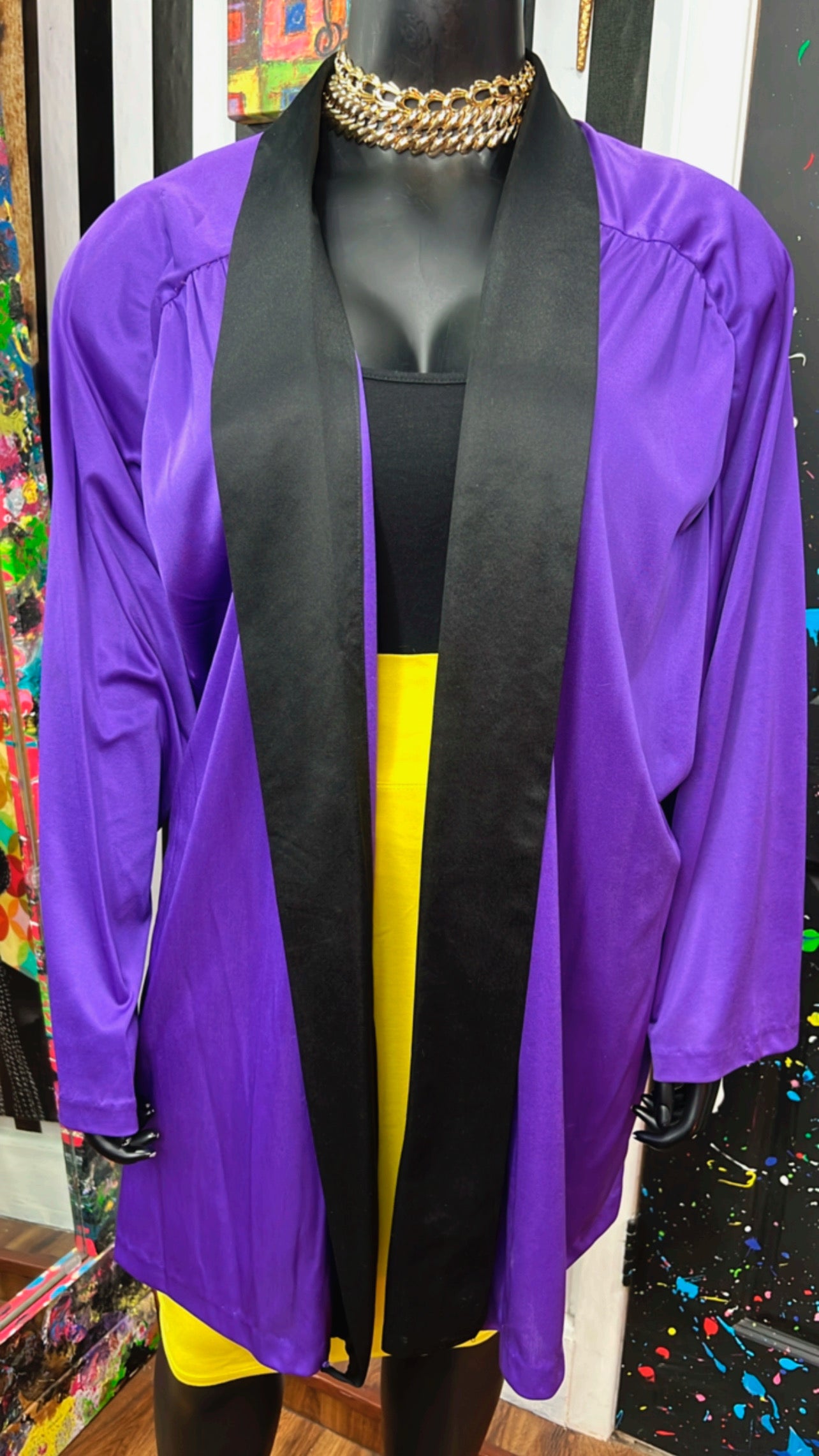 Vintage Purple & Black Duster (OS)