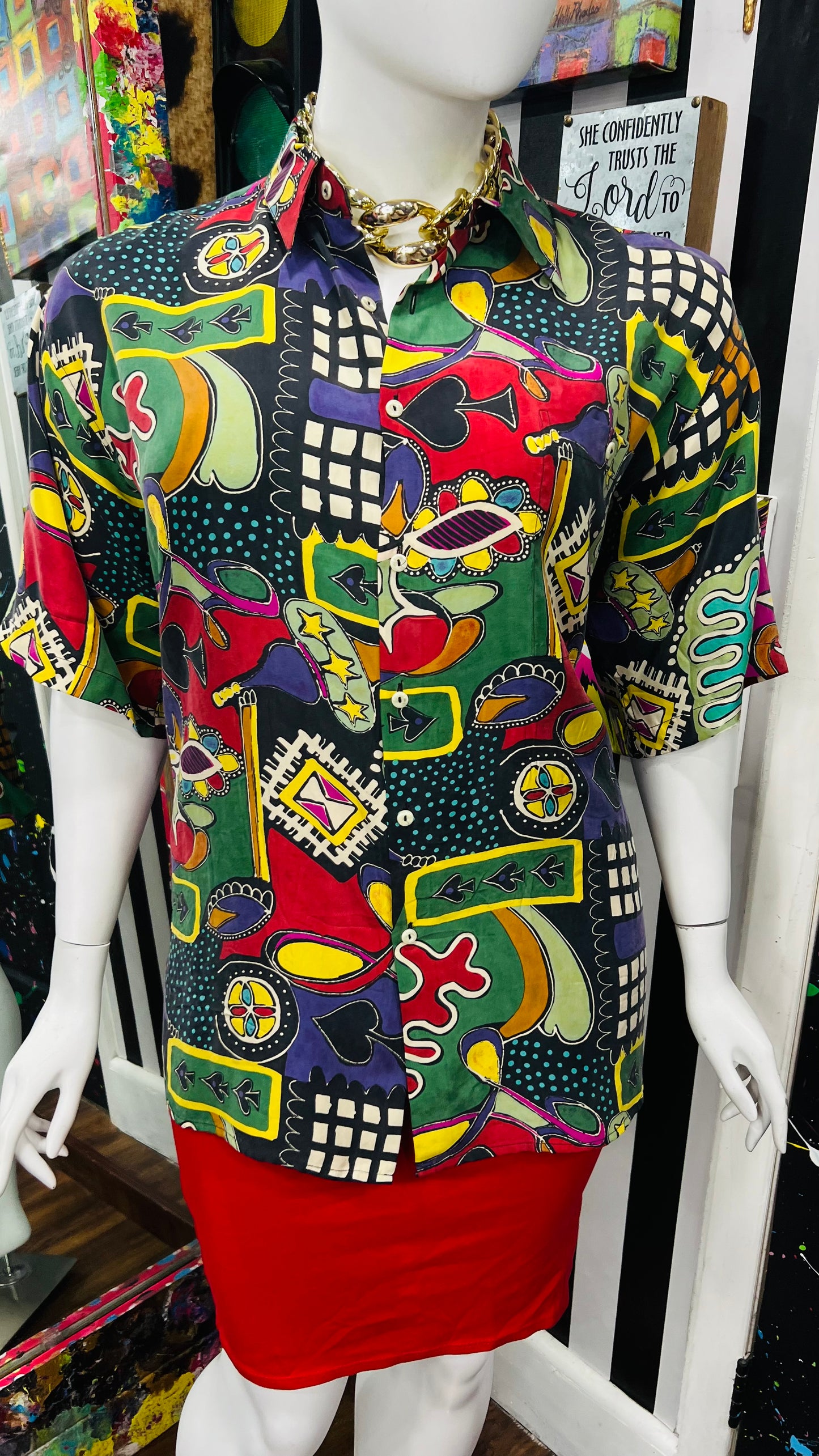 Vintage 100% Silk Funky Blouse (18)