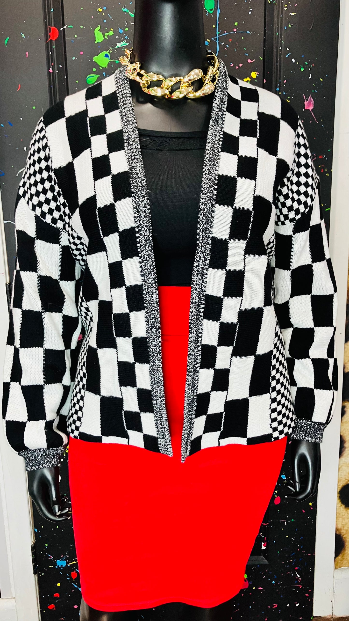 Black & White Knit Sweater (OS)