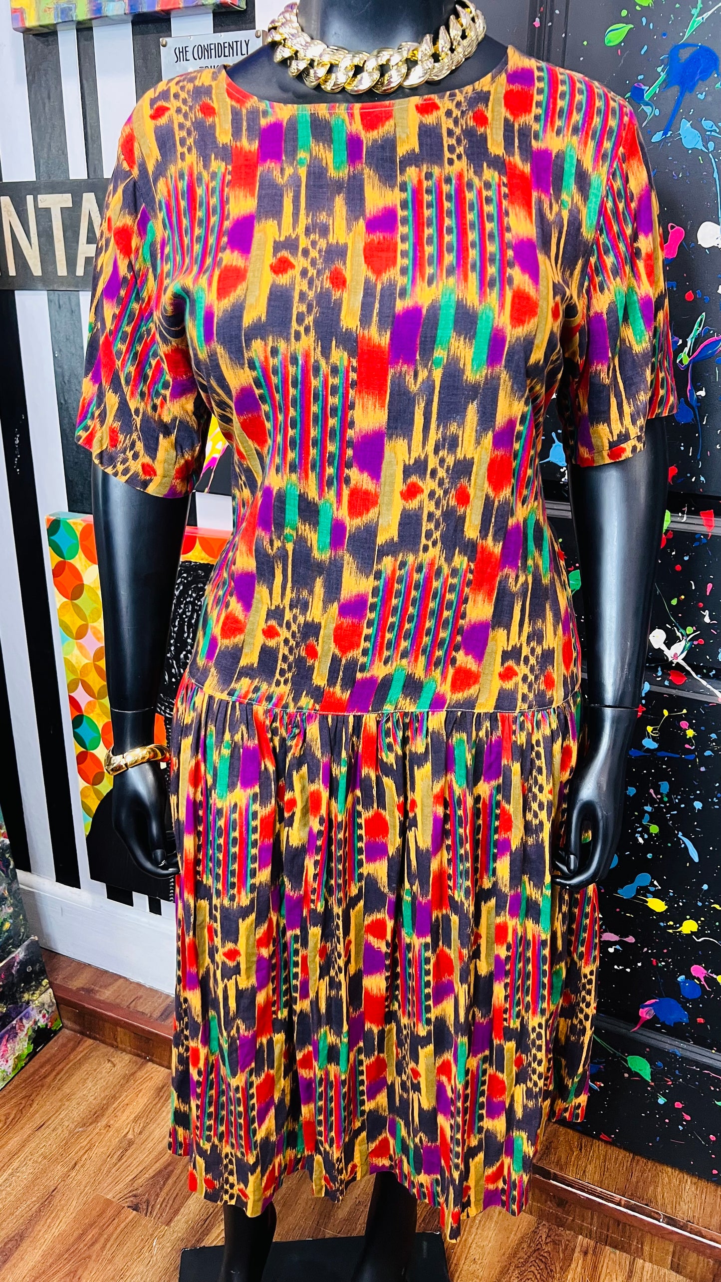 Vintage Tribal Print Sleeveless Dress (14)