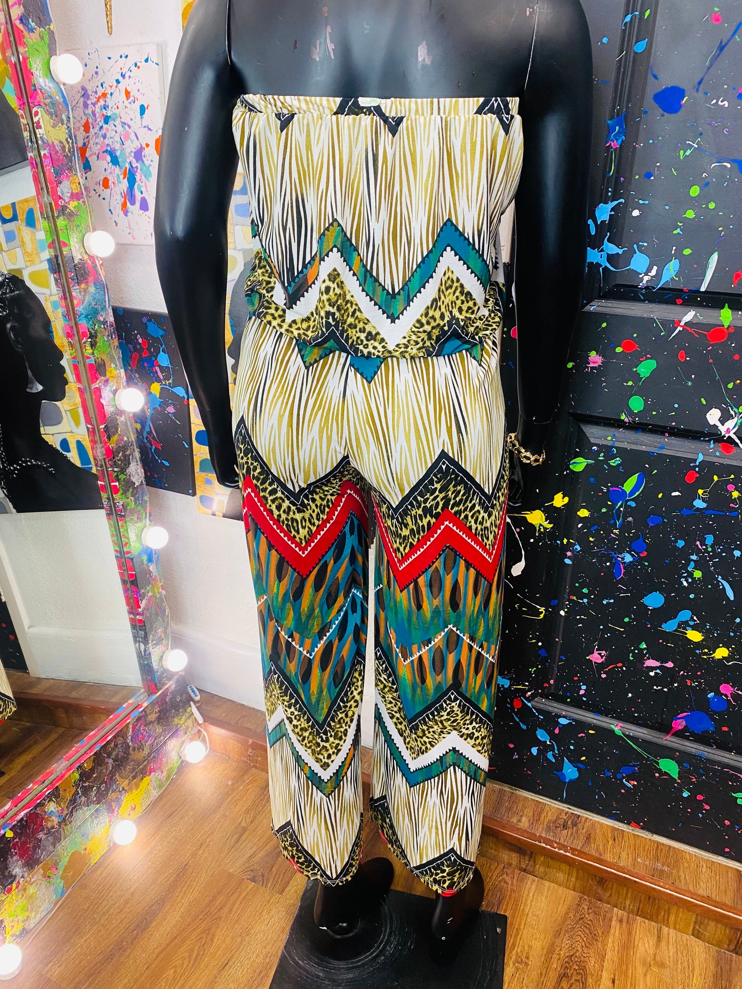 Tribal Print Sleeveless Jumpsuit