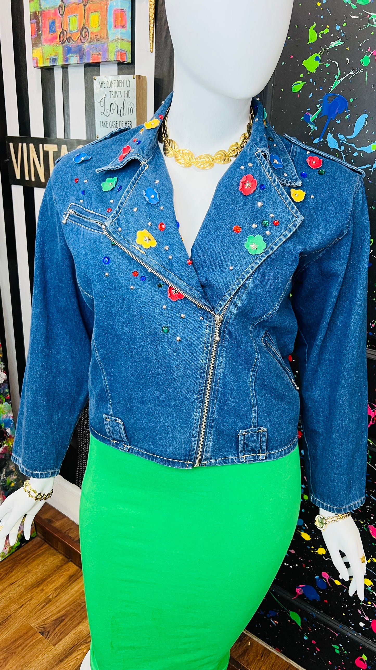 Vintage Carole Little Denim Cropped Jacket (16)