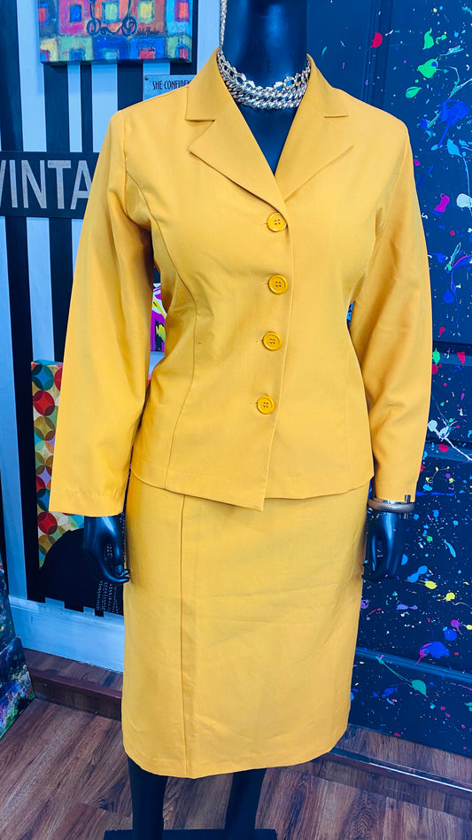 Vintage Mustard Skirt Suit (20)