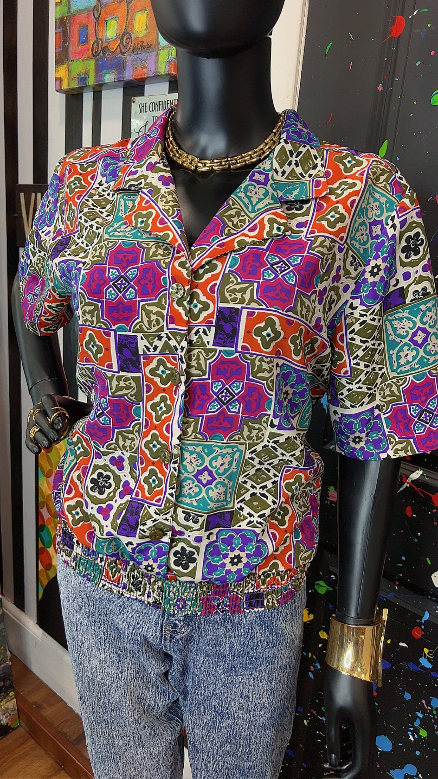 Vintage Mix Print Blouse (12)