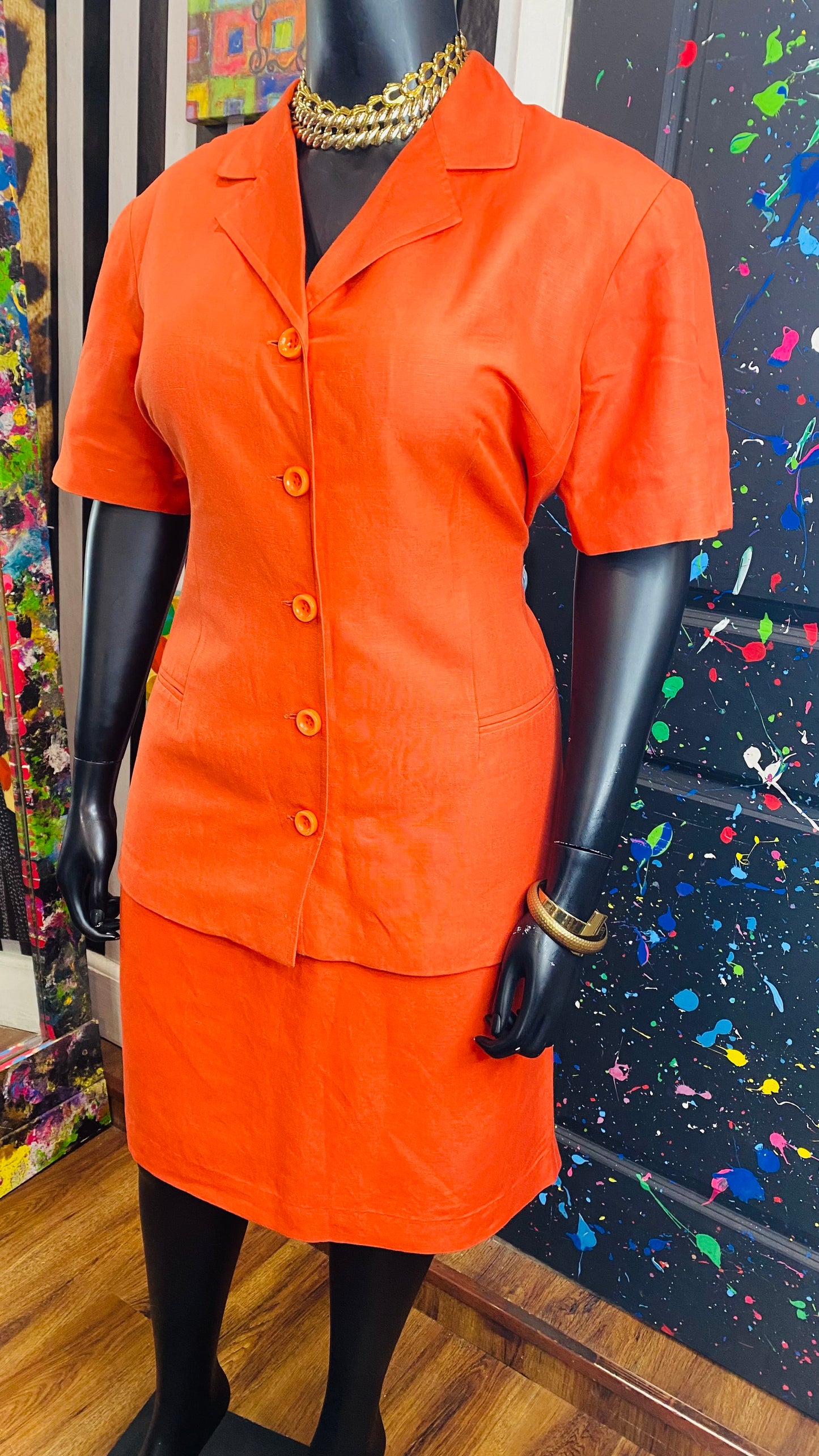 Vintage Burt Orange Skirt Set (18)