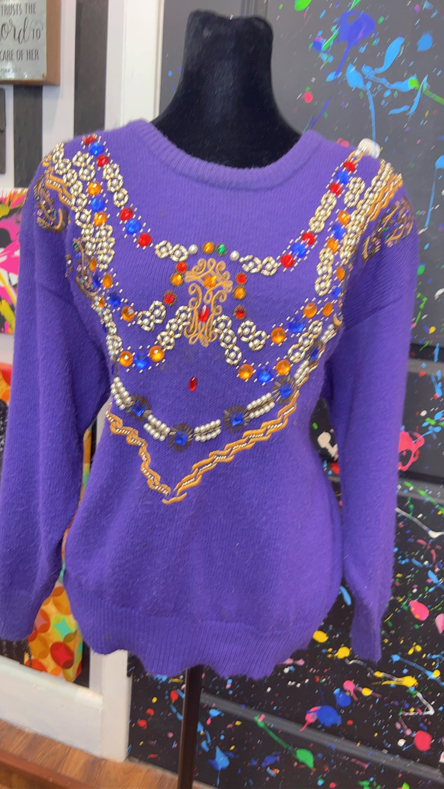 Vintage Jeweled Purple Sweater (14)