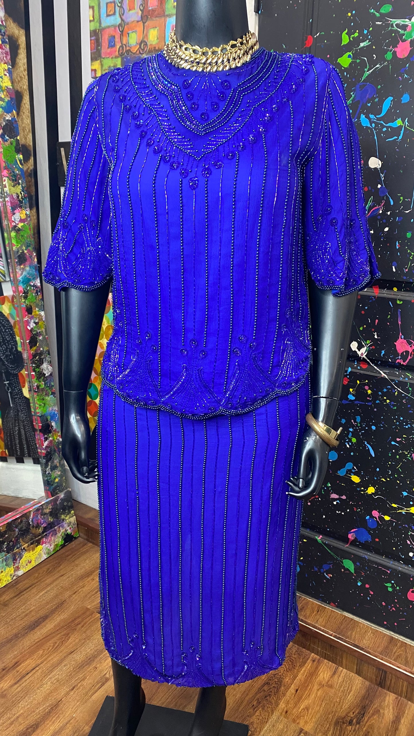 Vintage 100% Silk Sequin Set (14)