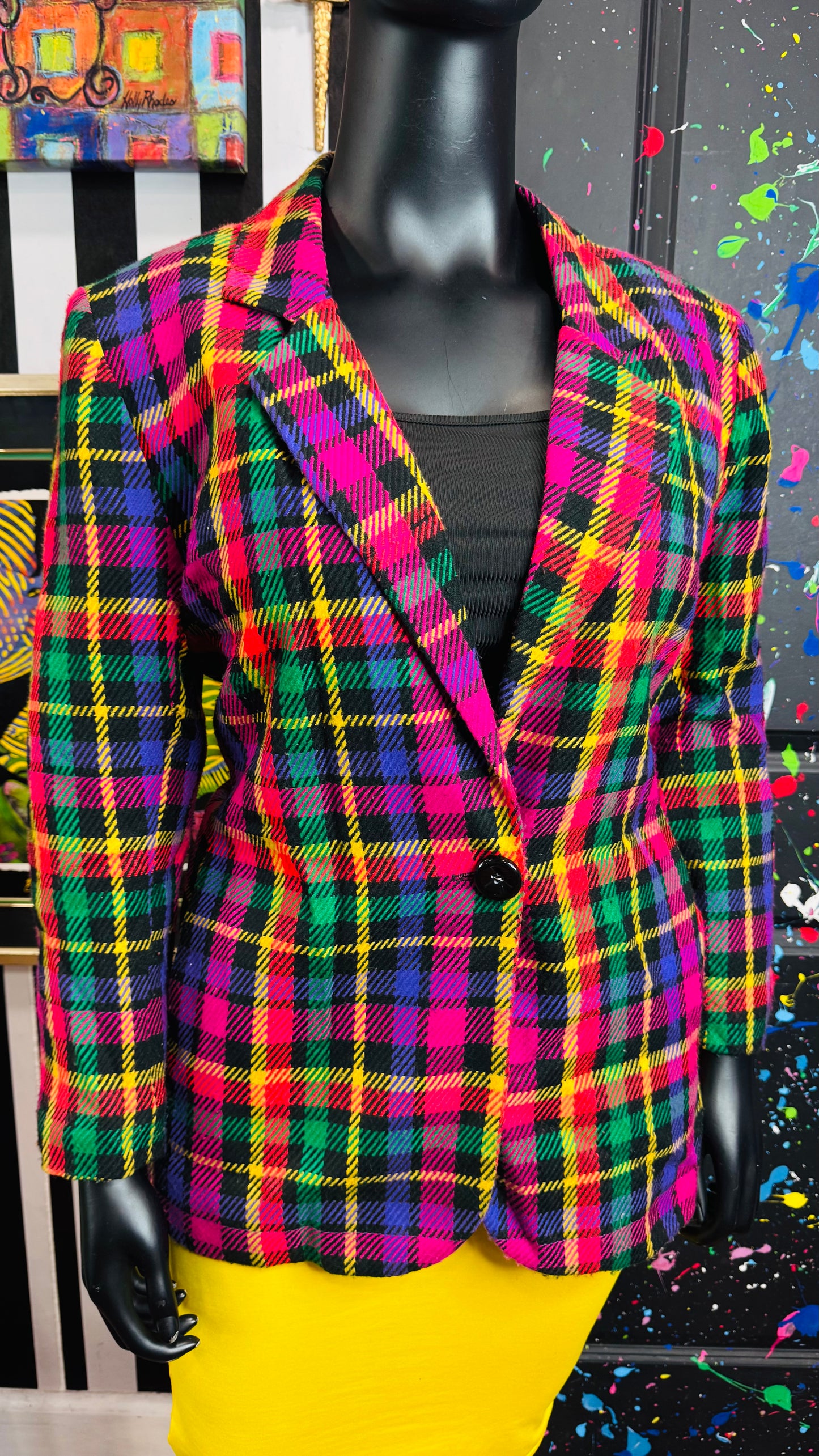 Vintage Colorful Plaid Wool Blazer (18)