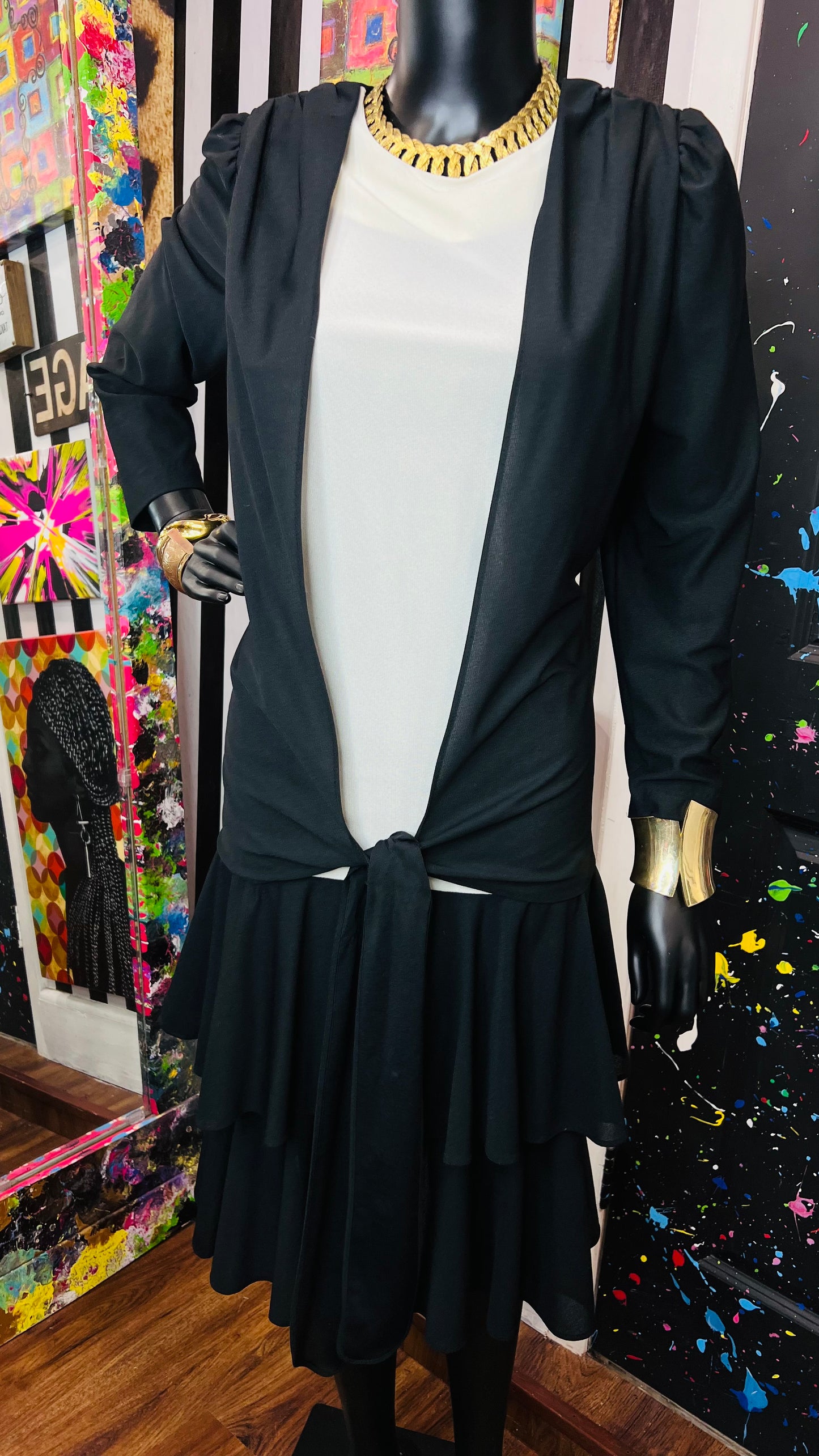 Vintage Layered Black & White Dress (12)