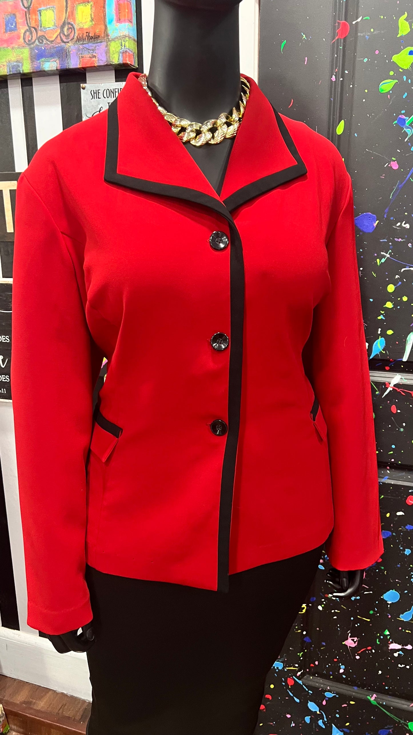 Vintage Black & Red Blazer (24W)