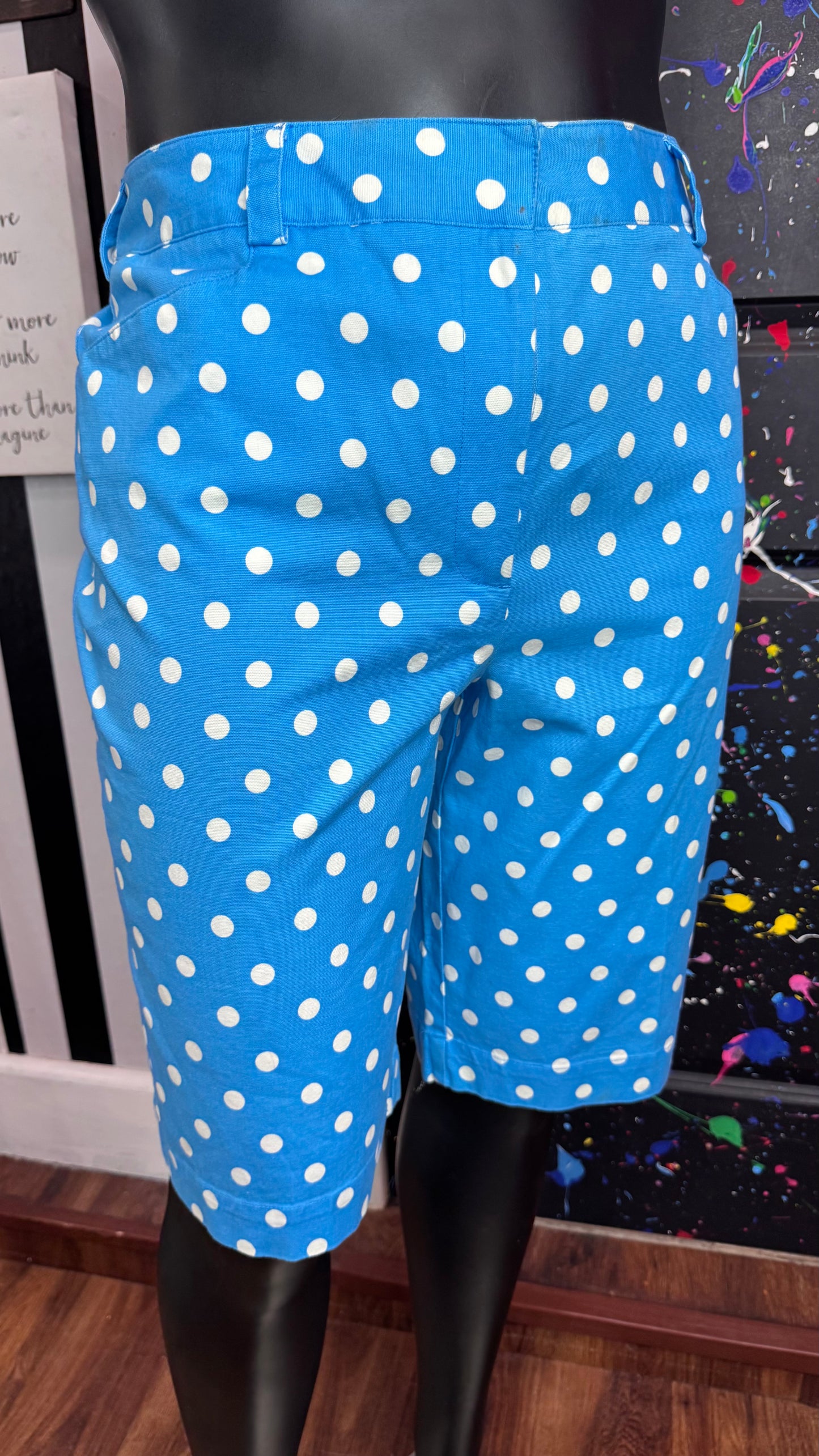 Talbots Blue & White Polka Dot Shorts (18) *KC