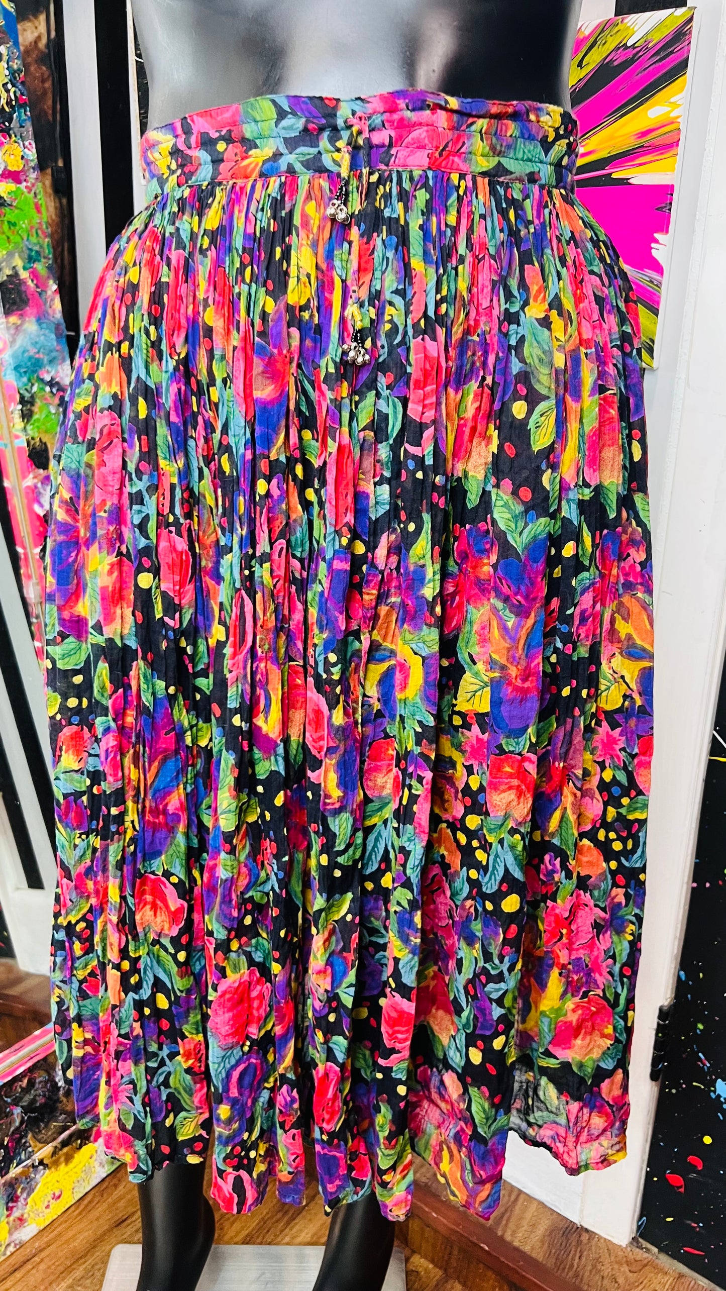 Vintage Rayon Multi Color Skirt (16)