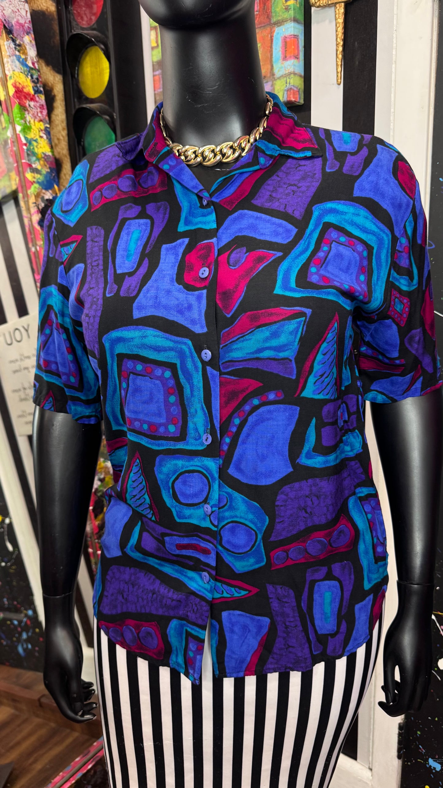 Vintage Abstract 90s Blouse (12)