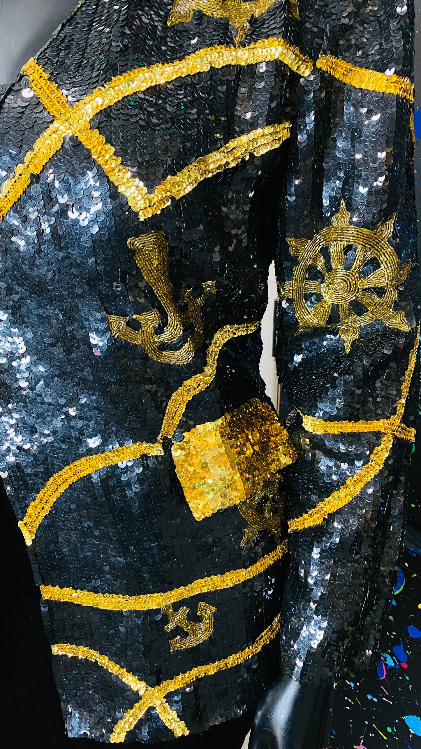 Vintage Sequin Black & Gold Blazer (14)