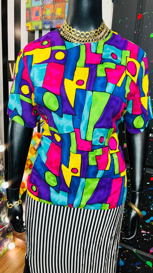 Vintage Abstract Shapes Blouse (16)