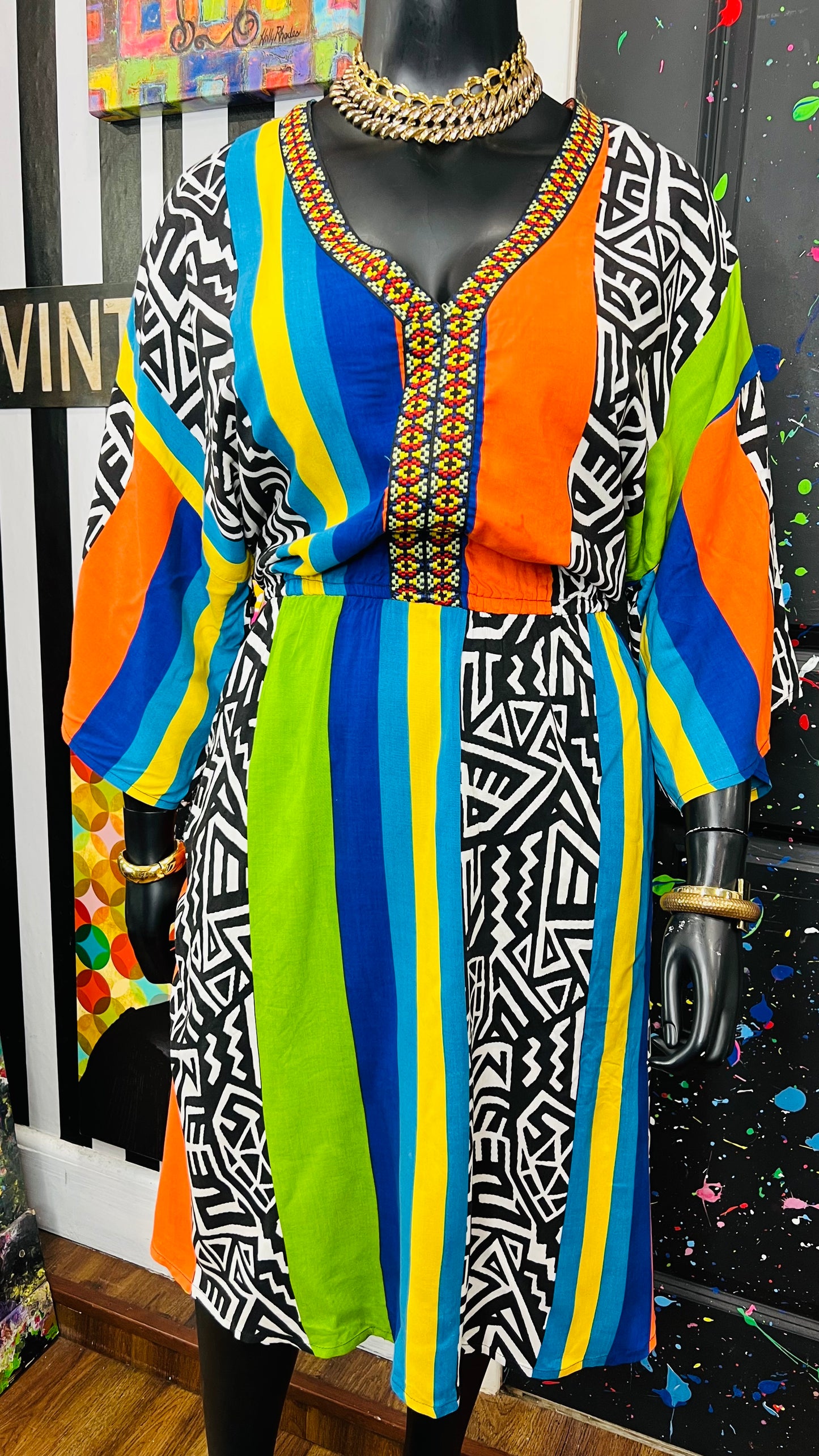 Rayon Tribal Print Dress (14/16)