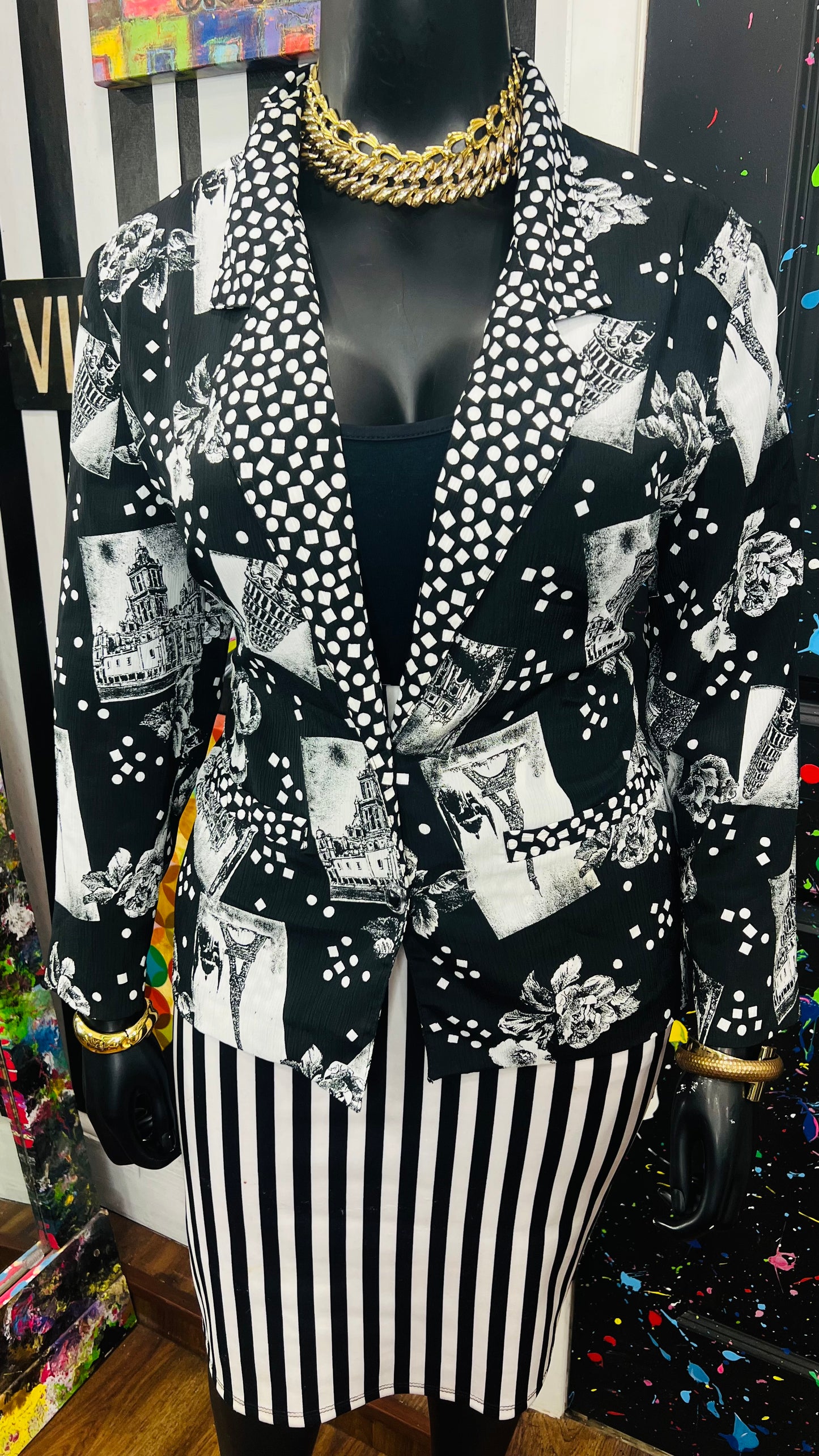 Vintage MixPrint Dot Blazer (18)