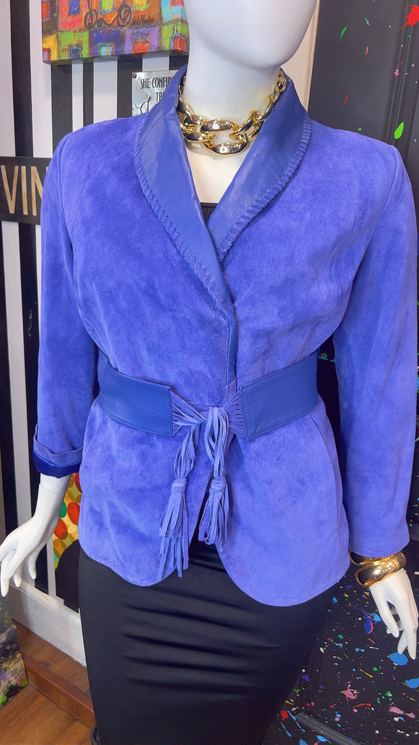 Vintage Suede Leather Jacket with Belt (18)