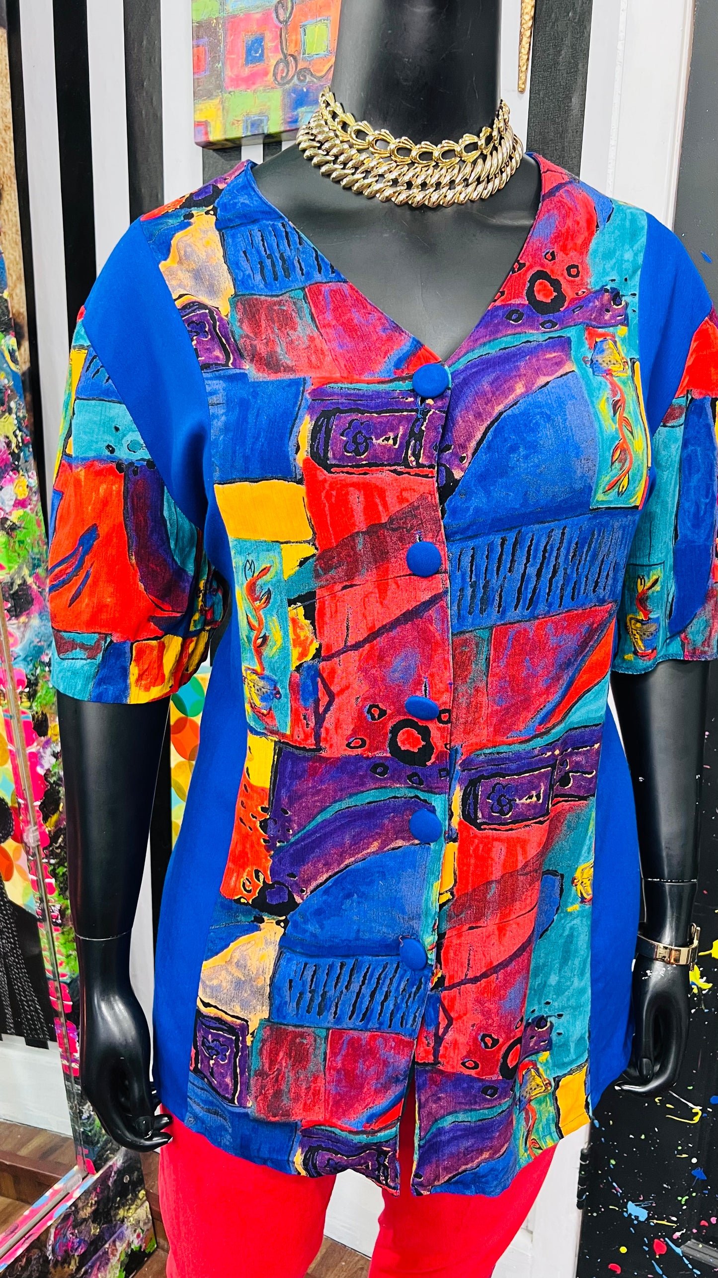 Vintage Rayon Abstract Blouse (18/20)