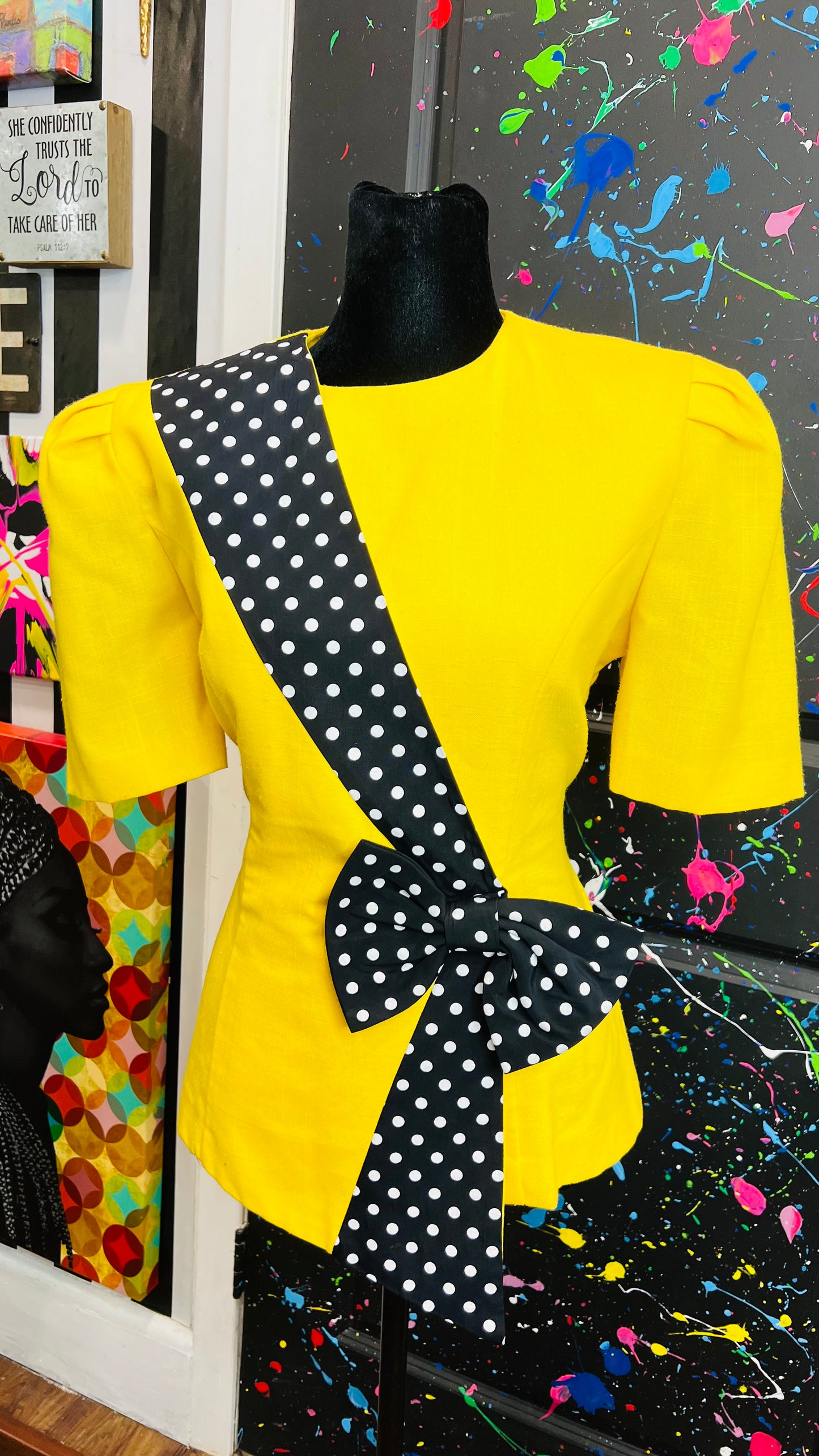 Vintage Polka Dot & Yellow Blouse (12)