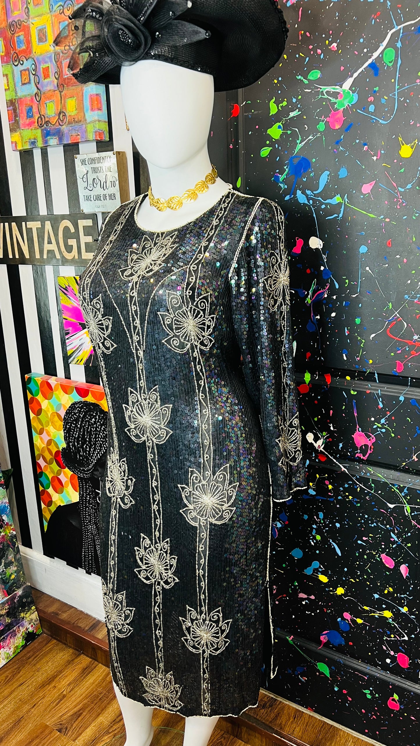 Vintage Silk Sequin Dress (14)