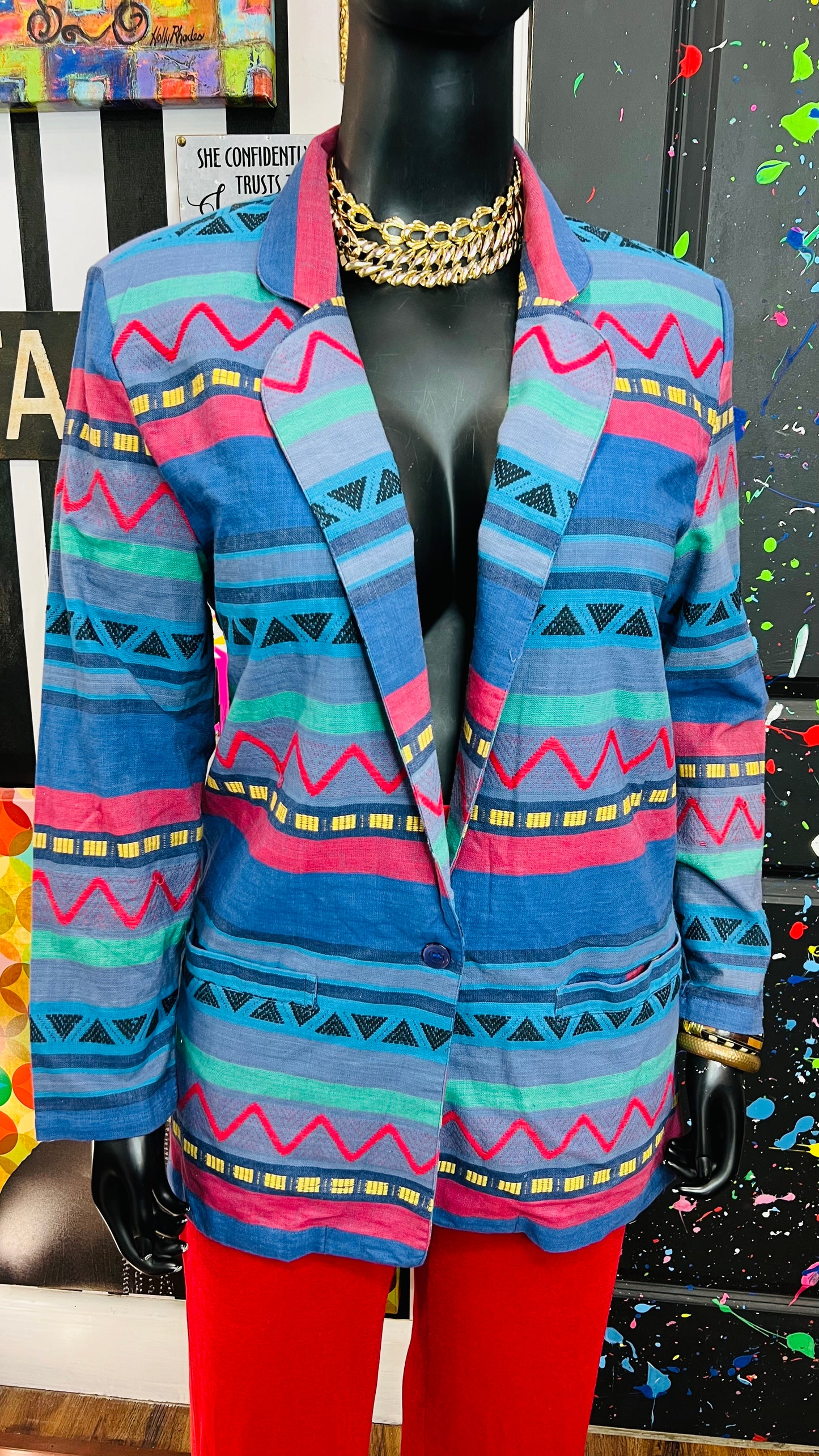 Vintage Tribal Print Blazer (18)