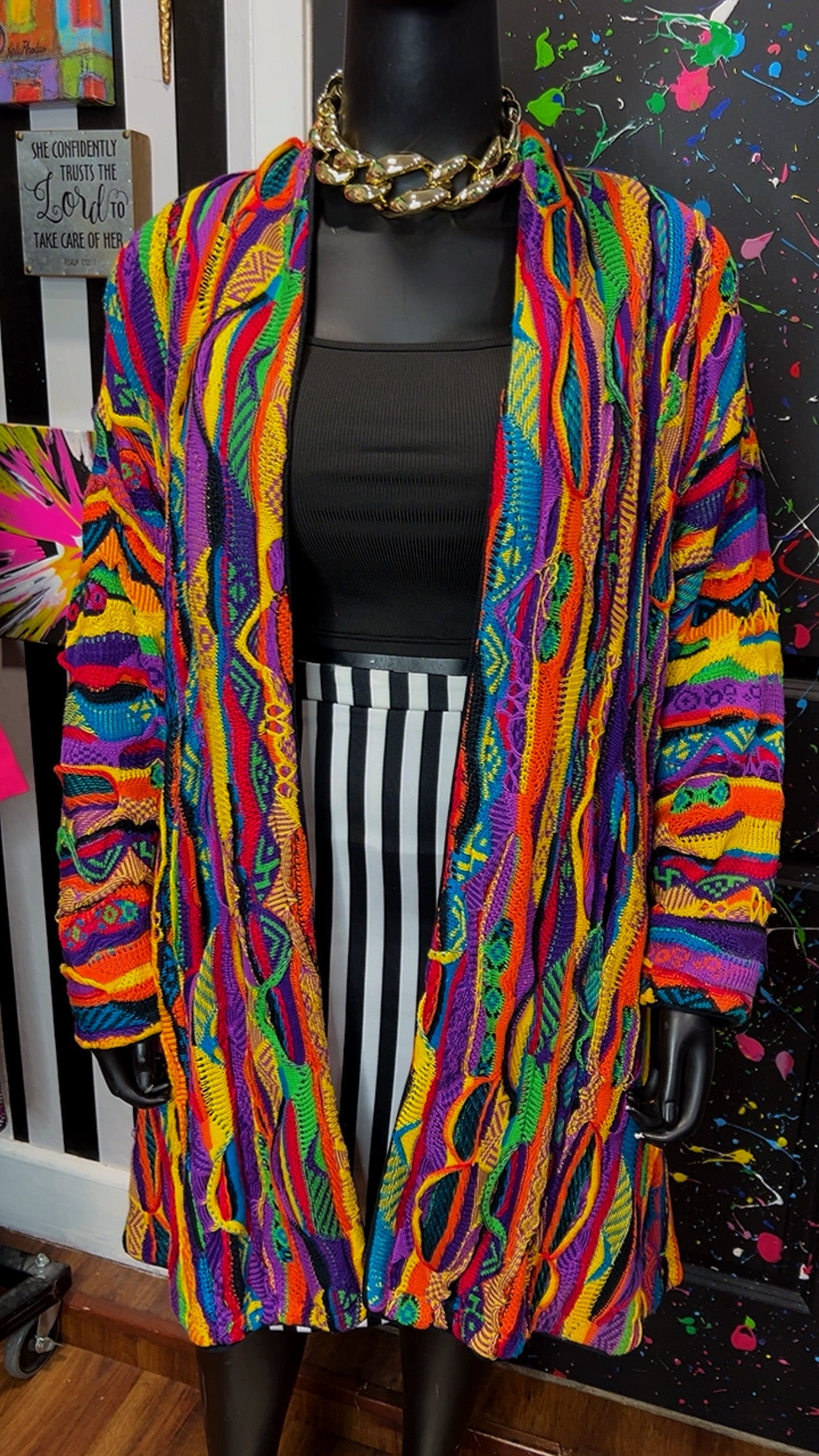 Vintage Coogi Wool (Fully Lined) Knit Duster- Has Shoulder Pads (22/24) *KC