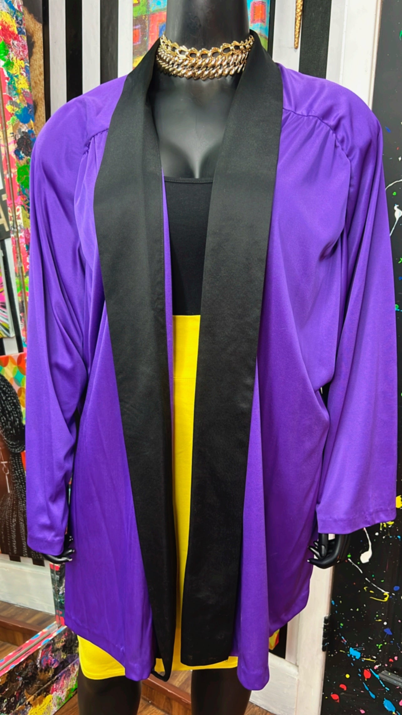 Vintage Purple & Black Duster (OS)