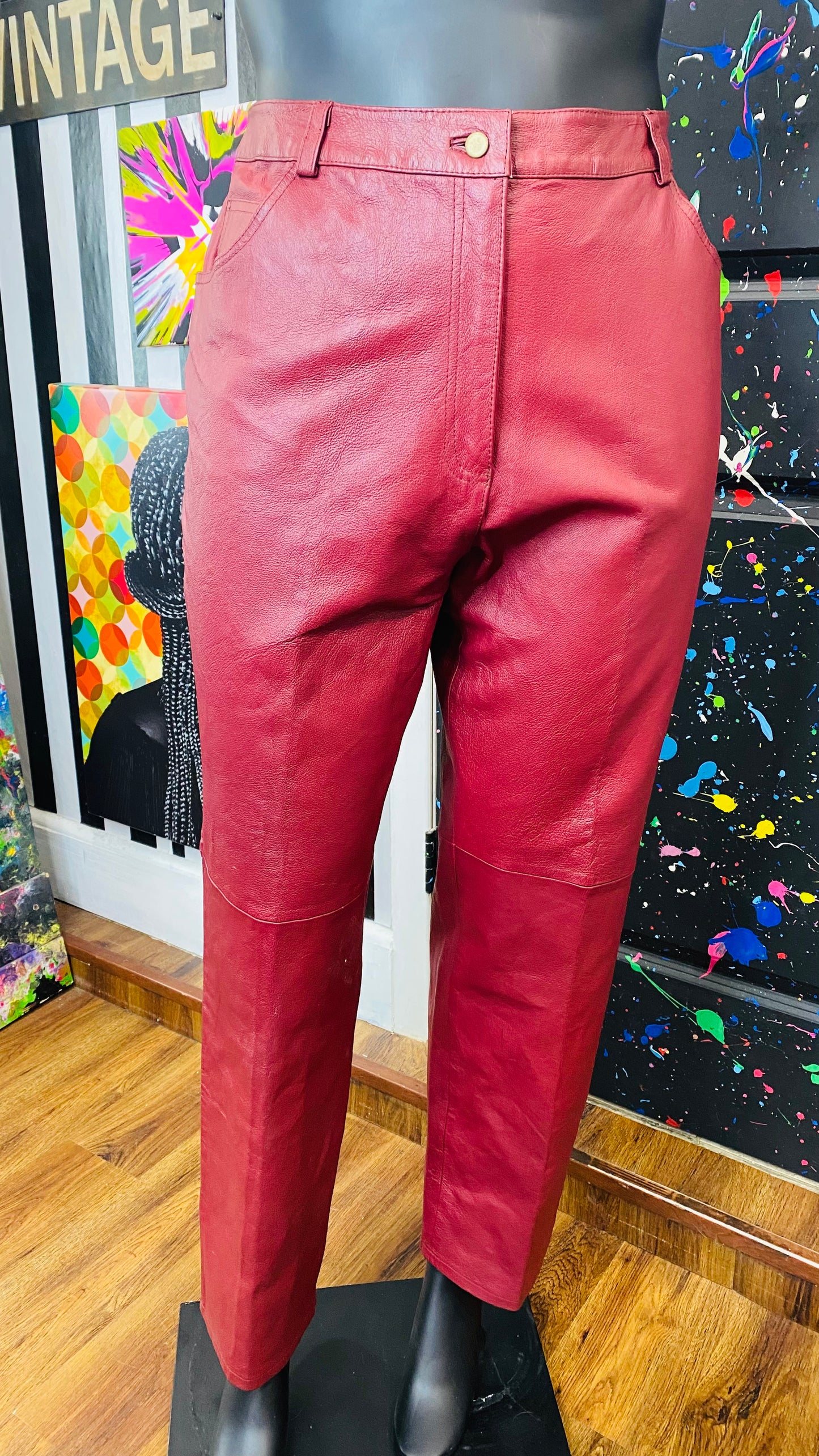 Vintage Wine Genuine Leather Pants (18)