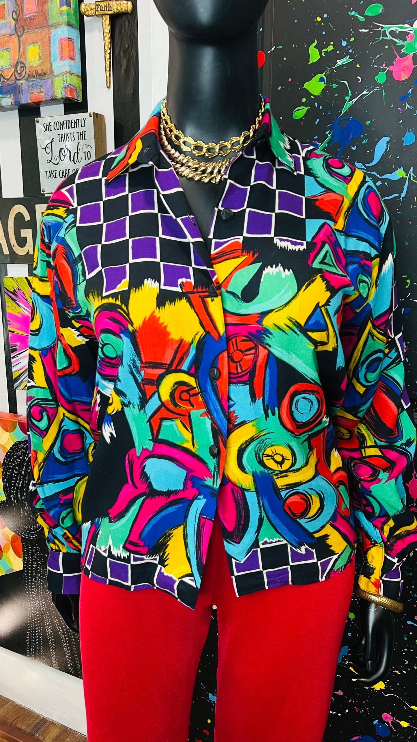 Vintage Abstract 80’s Blouse (14/16)