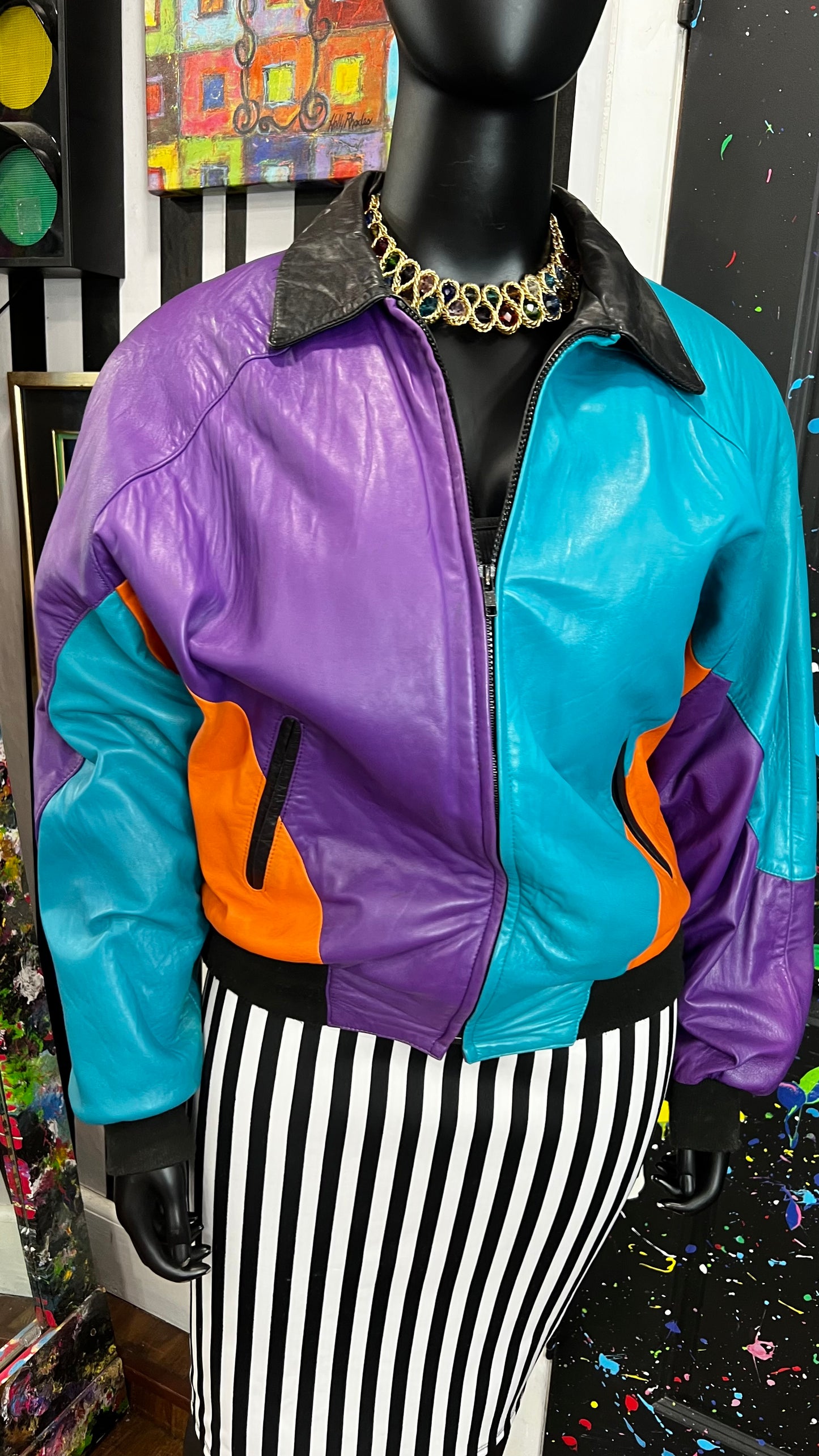 Vintage Genuine Leather Funky Bomber (22)