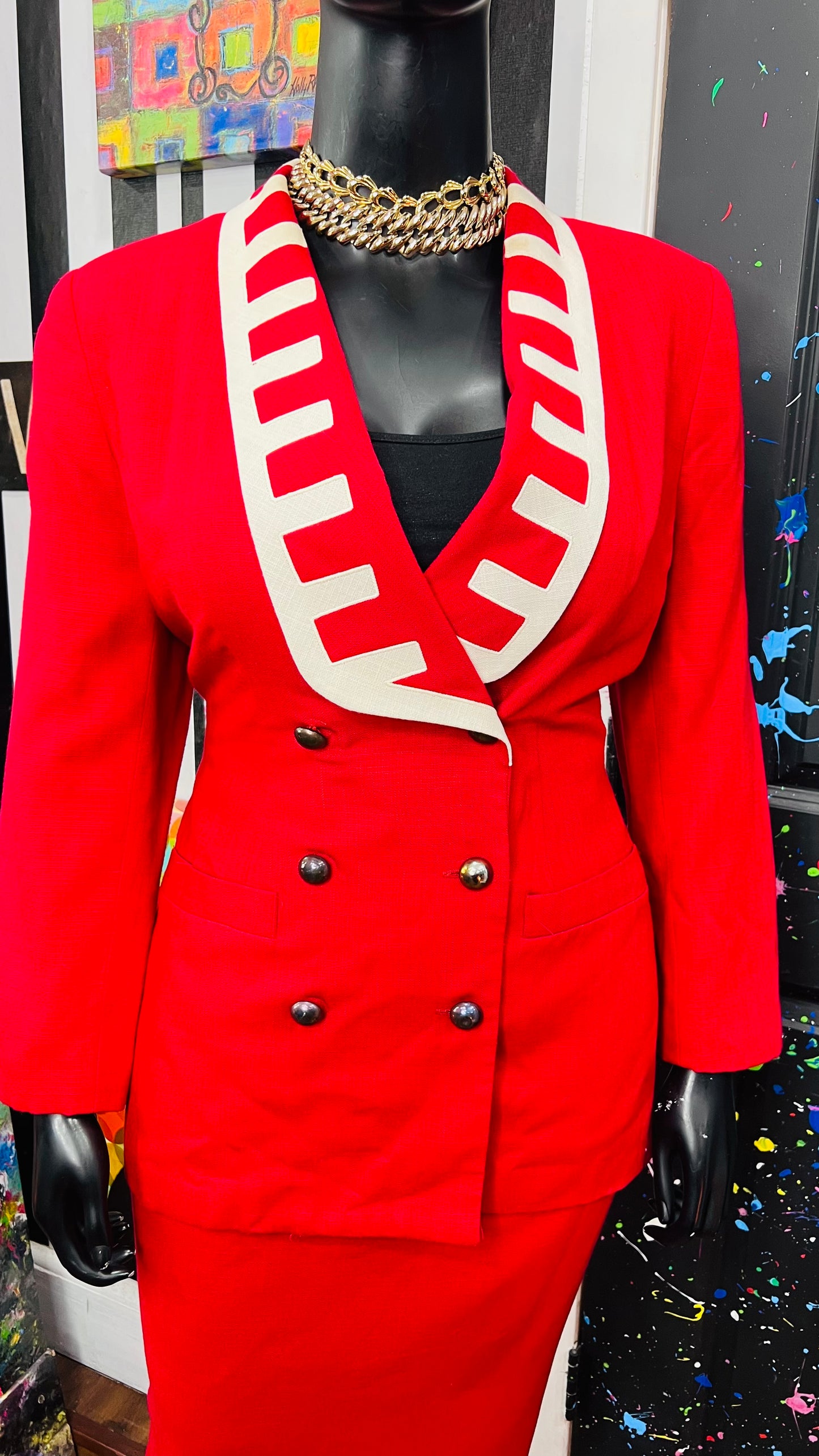 Vintage Red & Black 80’s Suit (16)