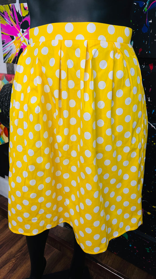 Yellow & White Polka Dot Skirt (22)