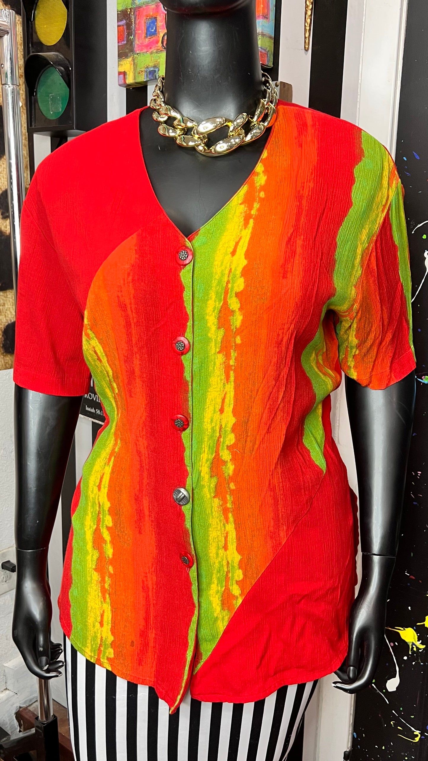 Vintage CM Shapes Rayon Blouse (20)