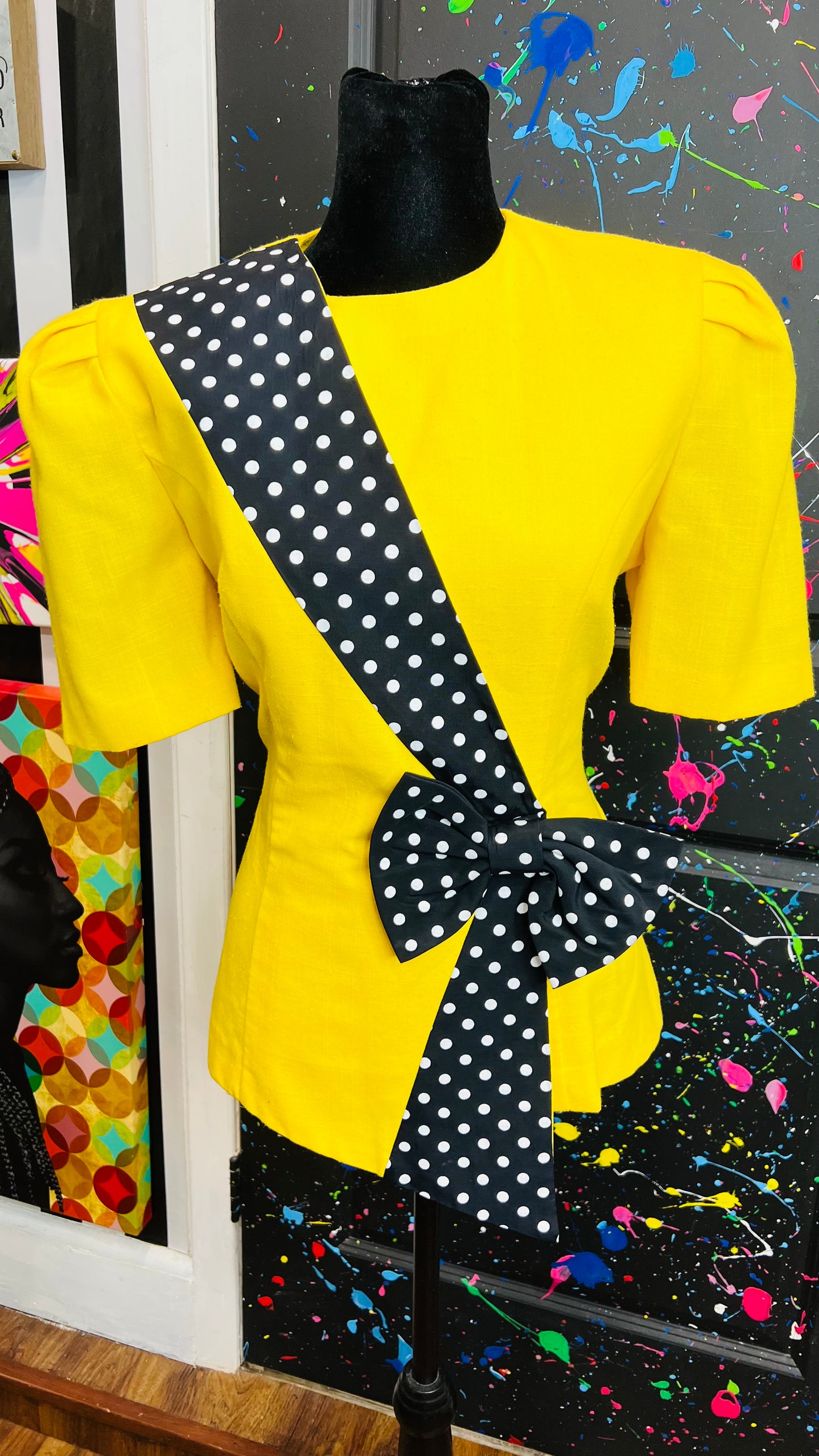 Vintage Polka Dot & Yellow Blouse (12)